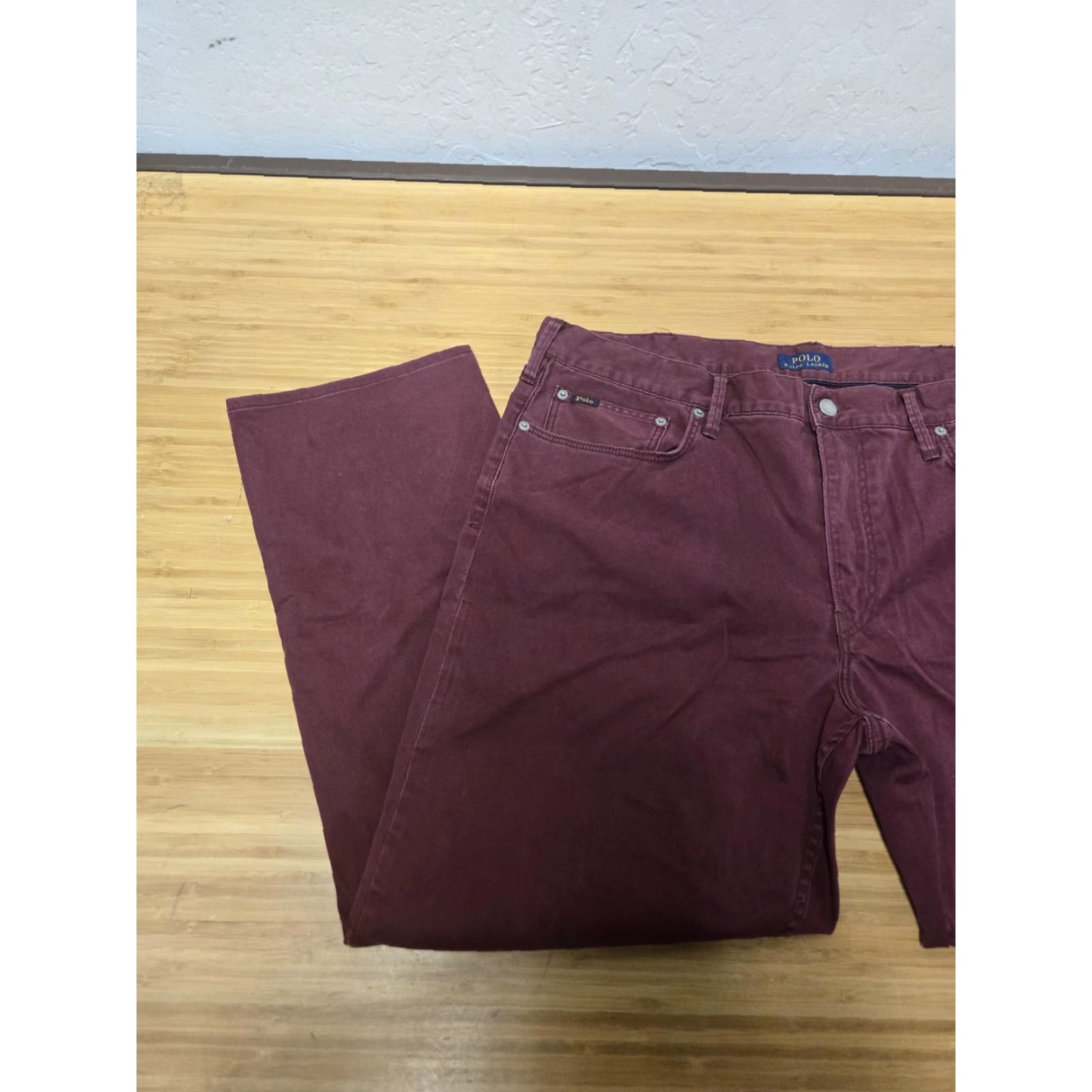 Polo Ralph Lauren Polo Ralph Lauren Jeans Mens 40x30 Burgundy 5 Pocket Straight Leg Pants Size US L / EU 52-54 / 3 - 6 Thumbnail