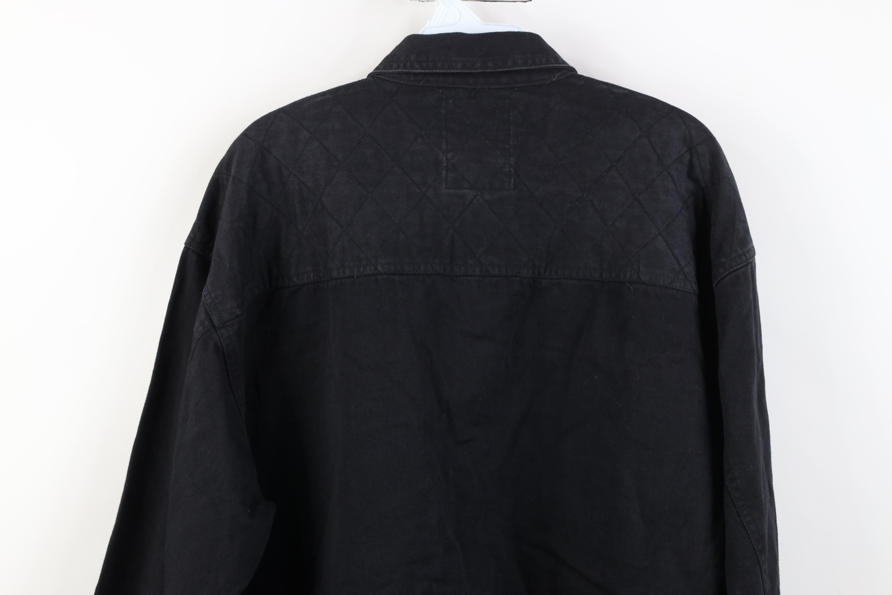 Vintage Vintage 90s Streetwear Quilted Denim Collared Button Shirt Size US L / EU 52-54 / 3 - 14 Thumbnail