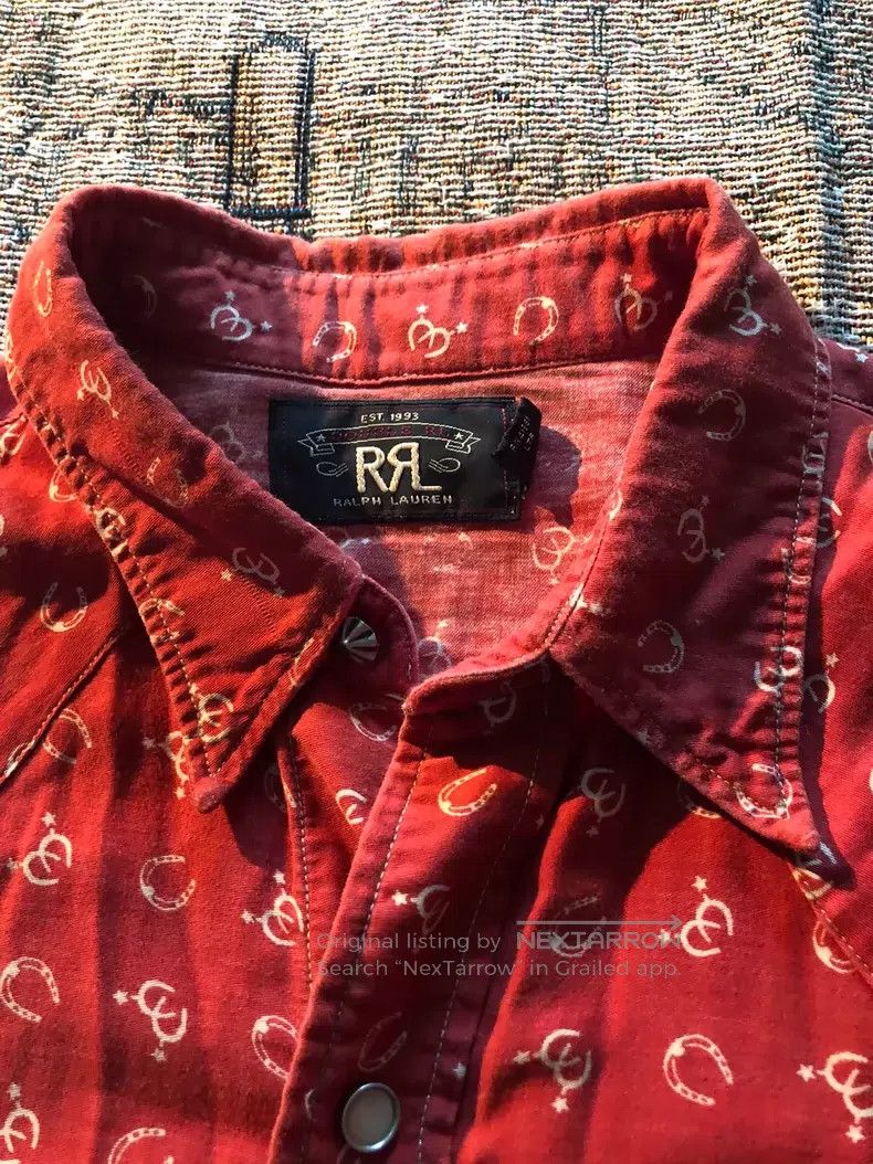 RRL Ralph Lauren RRL Ralph Lauren Classic Red Horseshoe Western Shirt Size US M / EU 48-50 / 2 - 6 Thumbnail