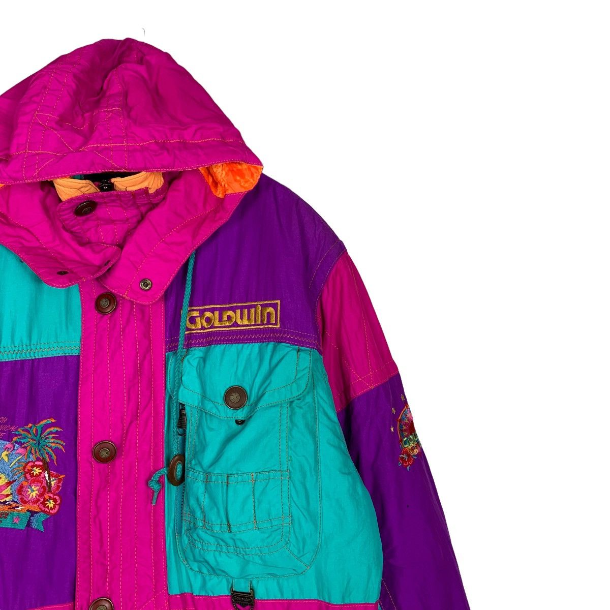 Goldwin GOLDWIN Premier Mix Multicolor Hooded Ski Jacket #0068-C4 Size US L / EU 52-54 / 3 - 6 Thumbnail