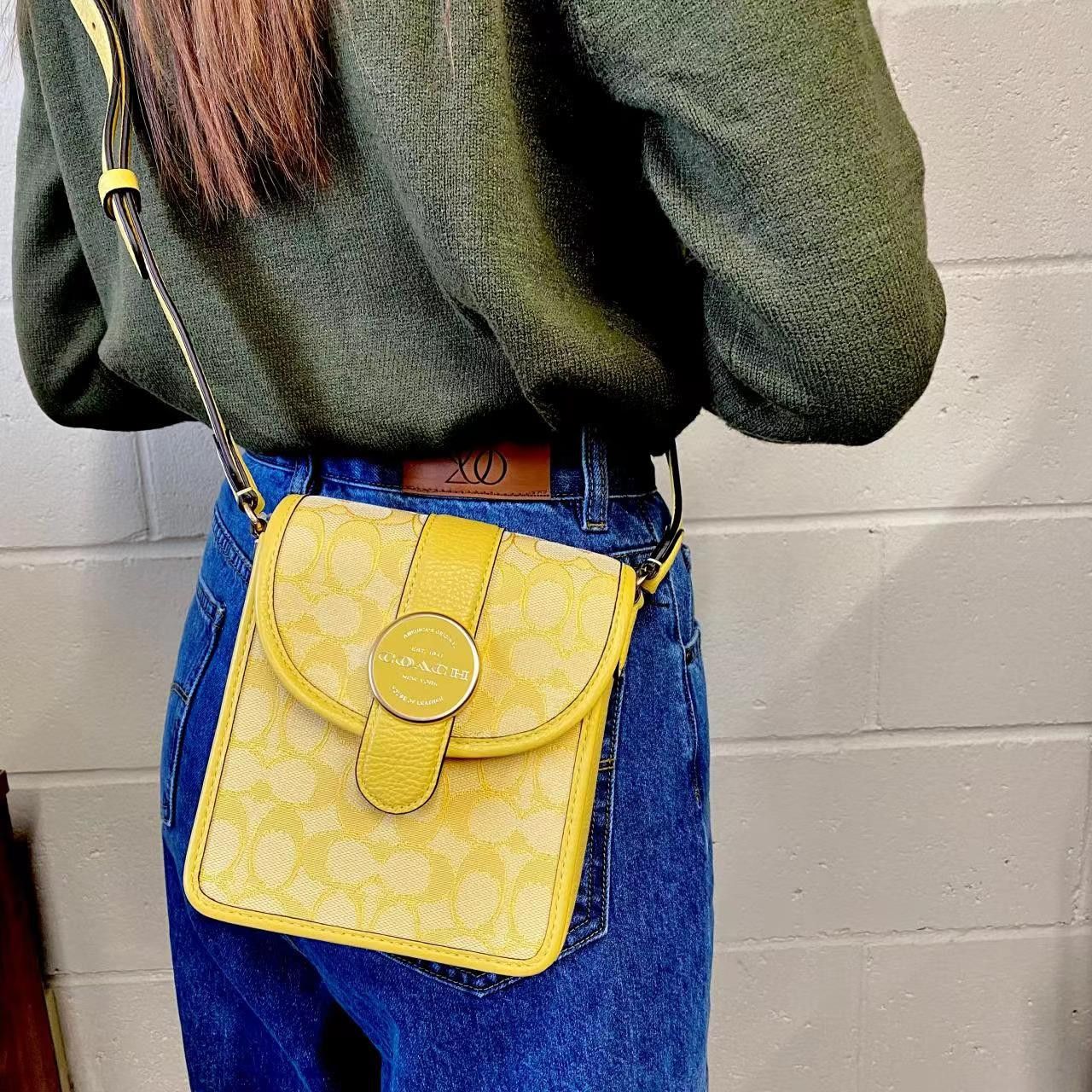 image of Coach C8321 North/south Lonnie Crossbody In Retro Yellow, Women's