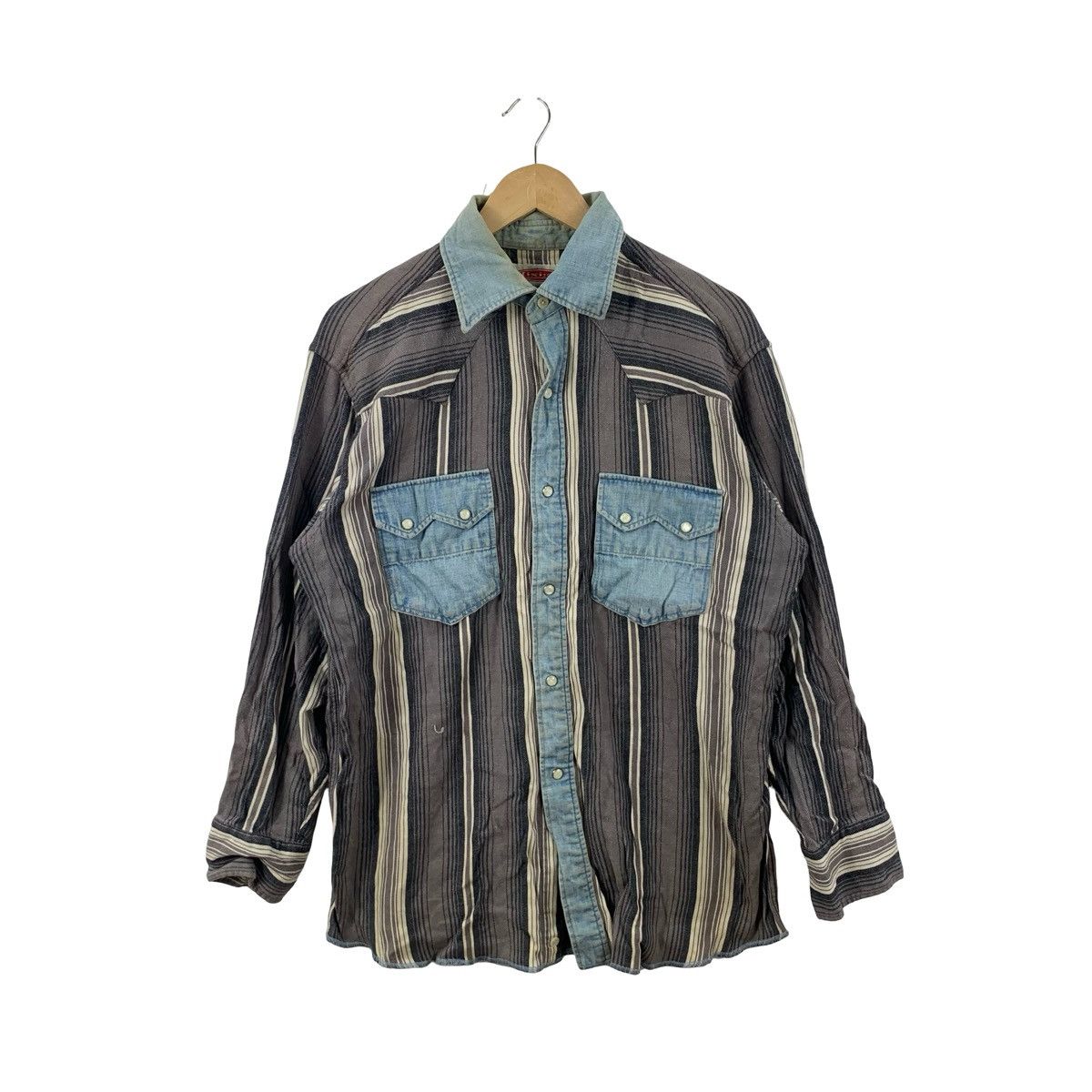 Vintage Vintage PANEL TWO-TONE Patchwork Western Style Button-Up Size US L / EU 52-54 / 3 - 1 Thumbnail