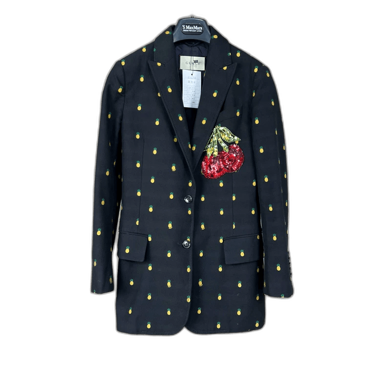 Gucci Gucci Cherry Sequin Pineapple Embroidered Blazer Size US M / EU 48-50 / 2 - 1 Thumbnail