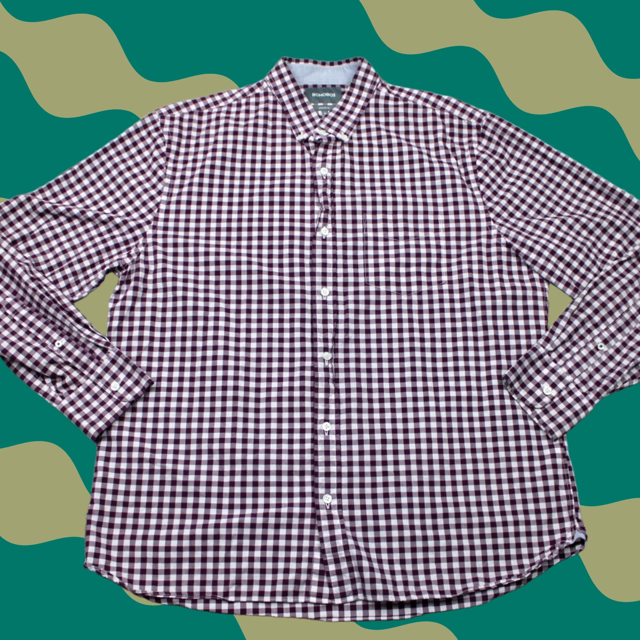 Bonobos Bonobos Shirt Mens XL Red/White Gingham Button-Down Long Sleeve Cotton L/S Standard Fit Regular Mens XL Red White Bonobos Slim Fit Style Shirt Size US XL / EU 56 / 4 - 1 Thumbnail