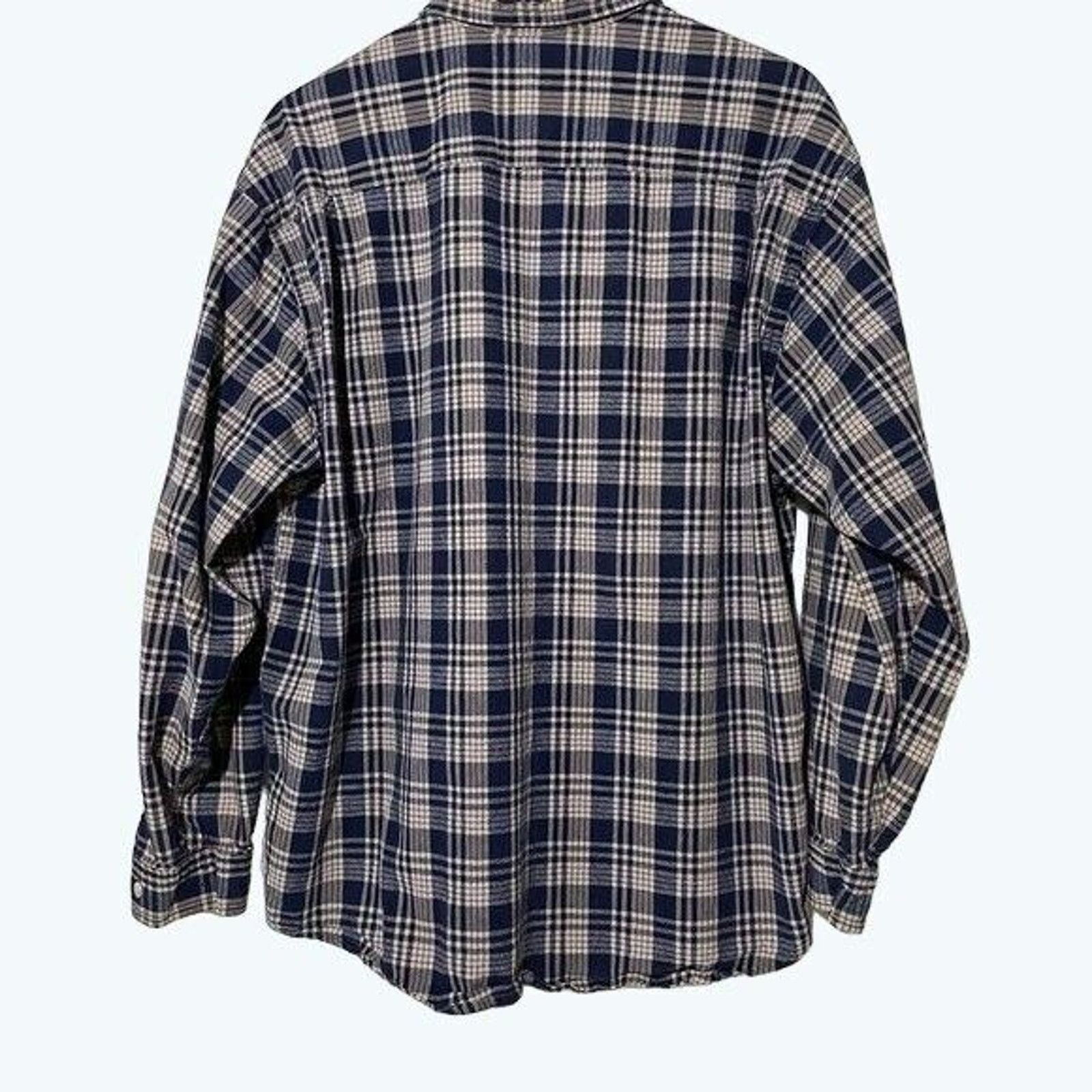 Eddie Bauer Eddie Bauer Blue Plaid Heavy Cotton Button Up Shirt XL Size US XL / EU 56 / 4 - 2 Thumbnail