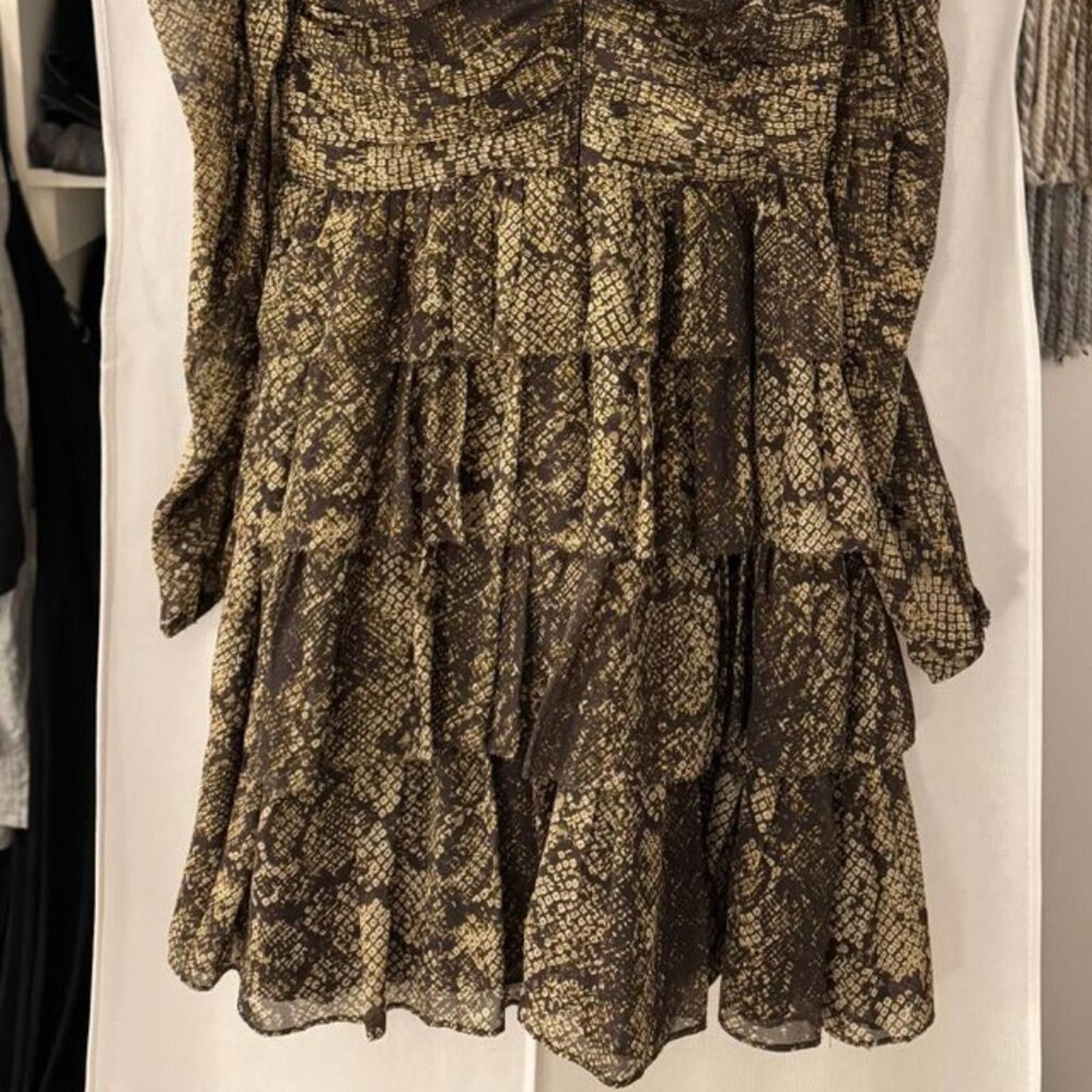 Designer Ulla Johnson long sleeve python print mini dress Size XS / US 0-2 / IT 36-38 - 3 Thumbnail