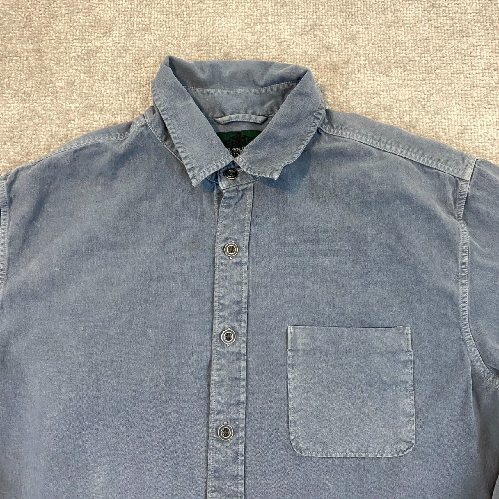 Vintage GRAMERCY Shirt Men XL Blue Washed Button Up Hike Trail Backpacking Silk Wool L/S Mens Size US XL / EU 56 / 4 - 3 Thumbnail
