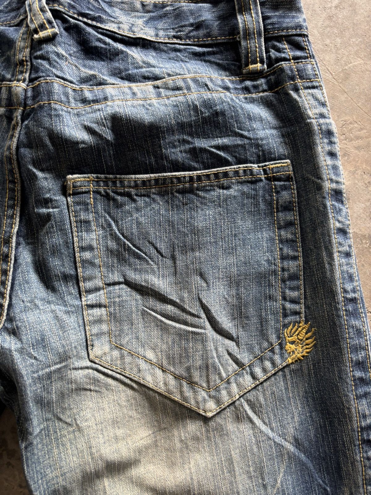Karakuri Tamashii ONIARAI JAPANESE DENIM washed whiskered mud rusty style Size US 31 - 15 Thumbnail