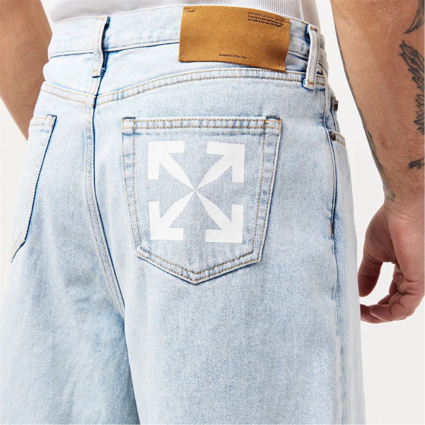 Off-White o1g2r1mq0326 Skate Arrow Logo Denim Shorts in Blue Size US 30 / EU 46 - 5 Thumbnail