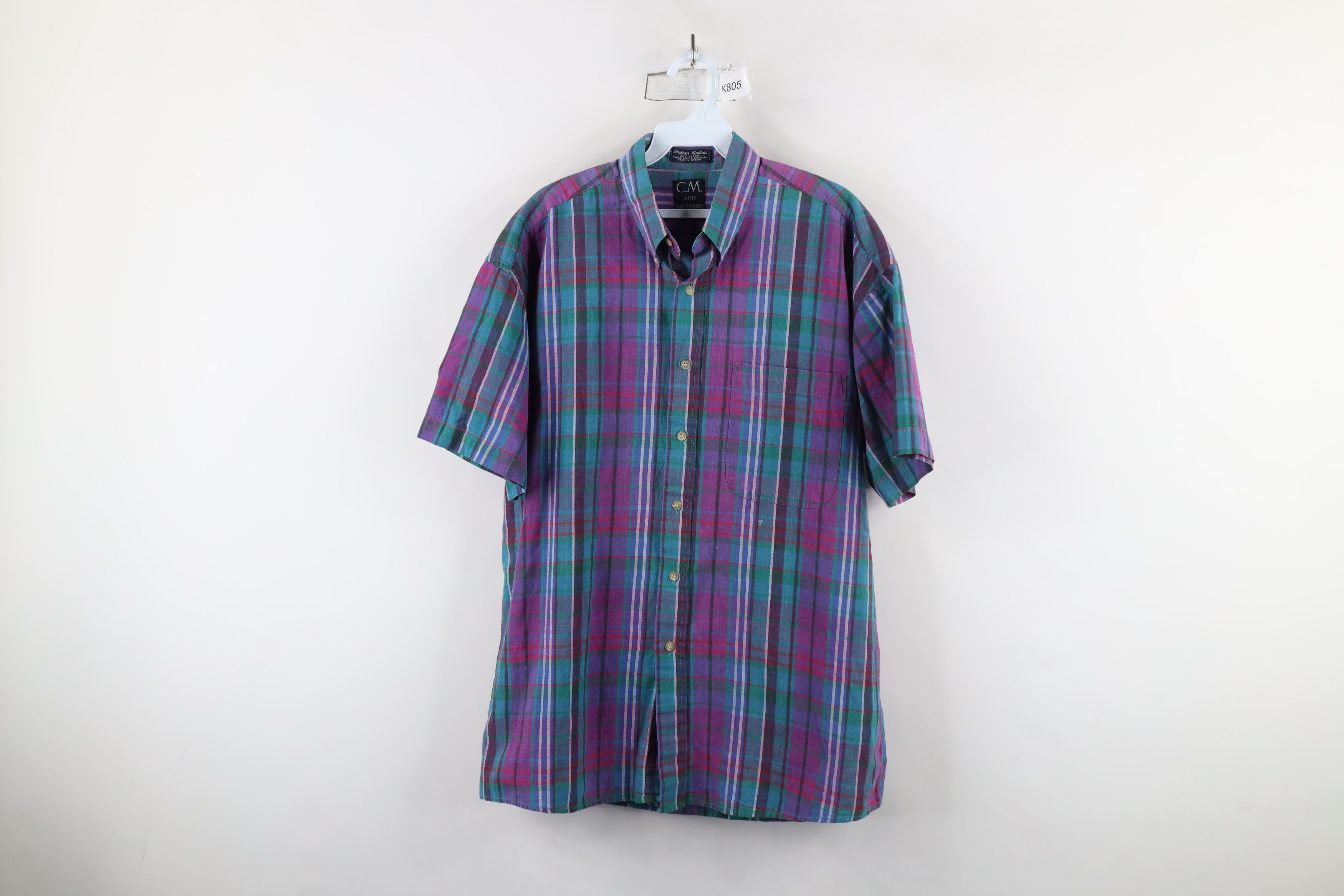 Vintage Vintage 90s Streetwear India Madras Plaid Button Down Shirt Size US M / EU 48-50 / 2 - 1 Thumbnail