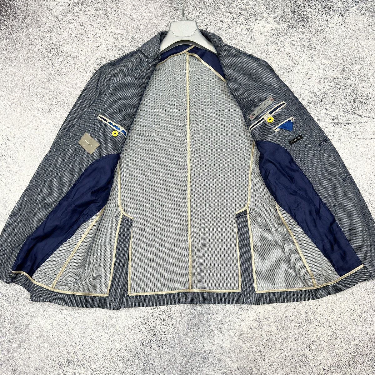Designer × Paoloni Paoloni Mens Light Blue Jersey Jacket Blazer 52 size Size 52R - 10 Thumbnail