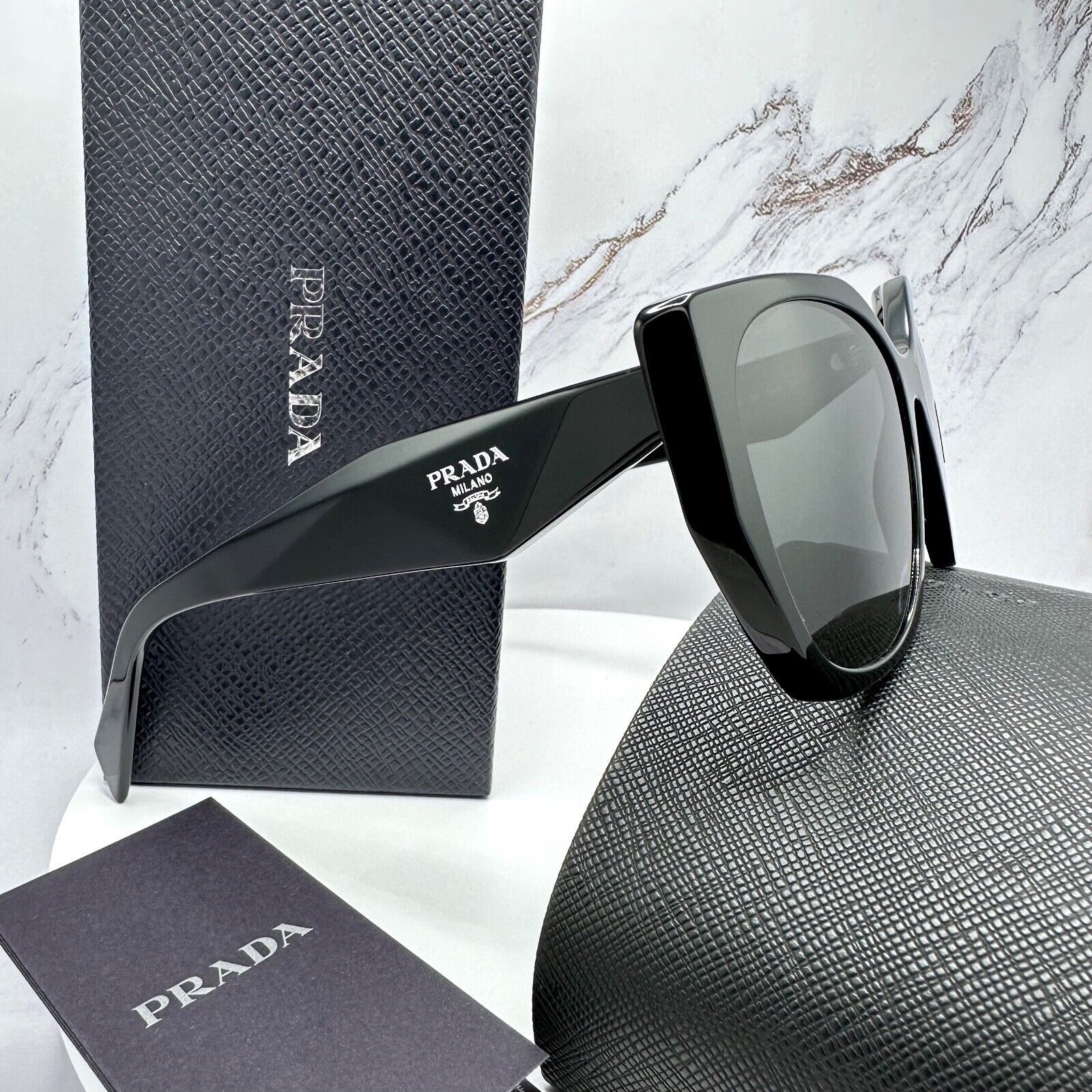 Prada New PRADA Sunglasses Black Symbole 100% Authentic Cat Eye Size ONE SIZE - 2 Thumbnail