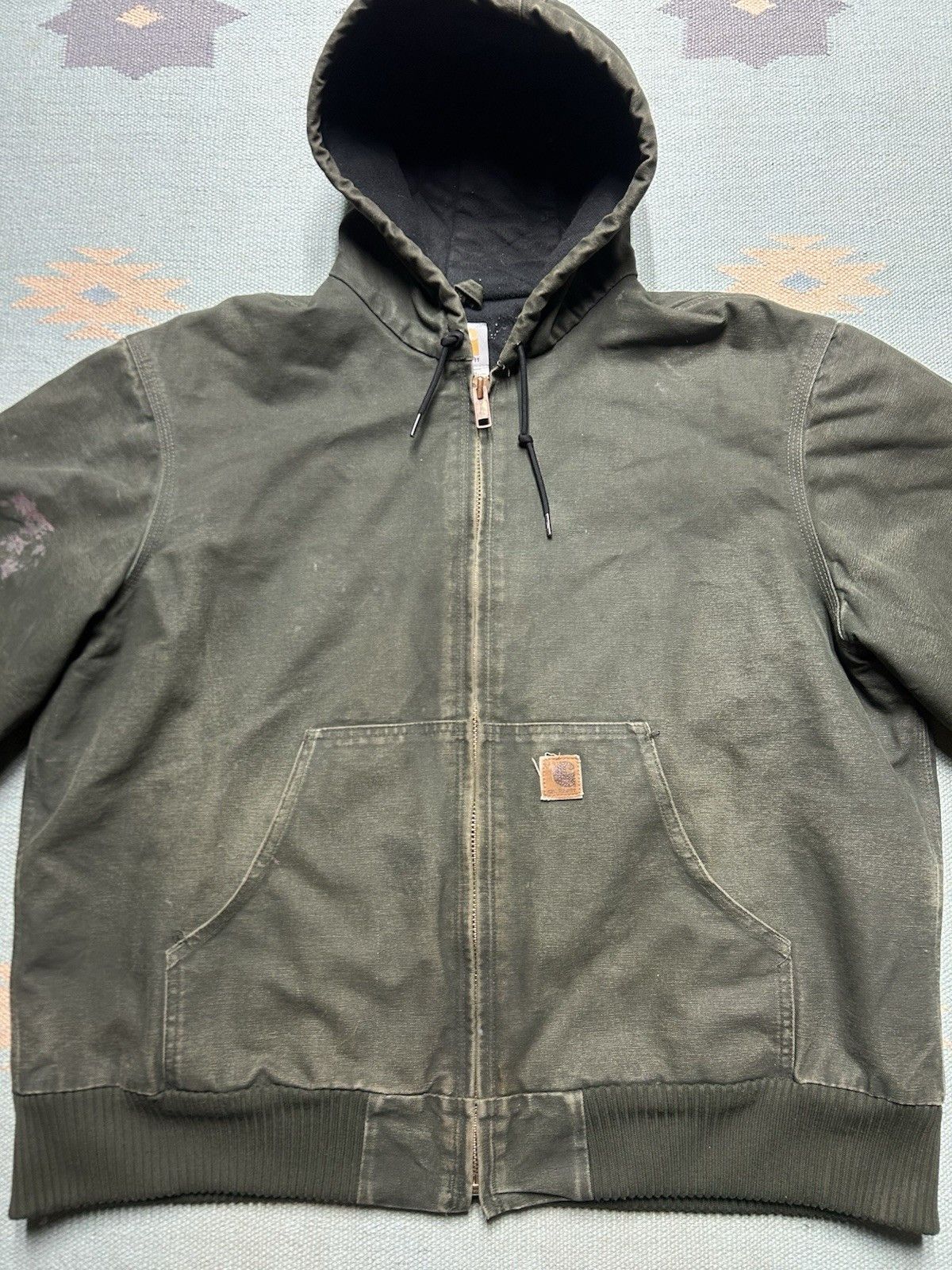 Vintage Vtg Carhartt hooded work jacket J130 MOS moss green faded XL Size US XL / EU 56 / 4 - 3 Thumbnail