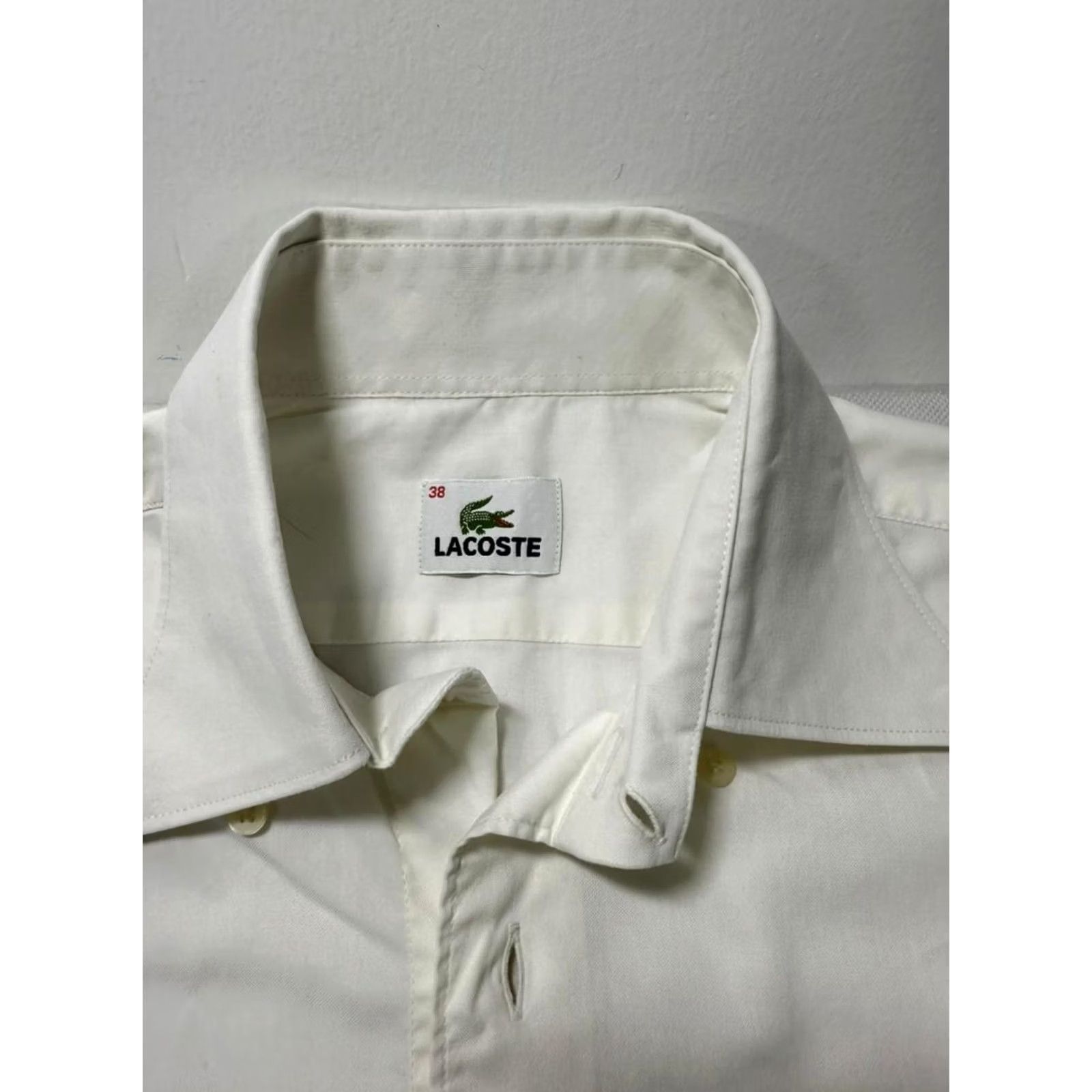 Lacoste Lacoste Mens Regular Fit Premium Cotton Shirt 38 White Check Button-Up Shirt Size US M / EU 48-50 / 2 - 2 Thumbnail