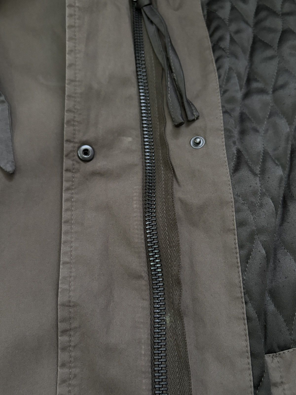 Allsaints AllSaints Fife Military Khaki Mixed Media Parka Jacket 8/4 Size S / US 4 / IT 40 - 10 Thumbnail