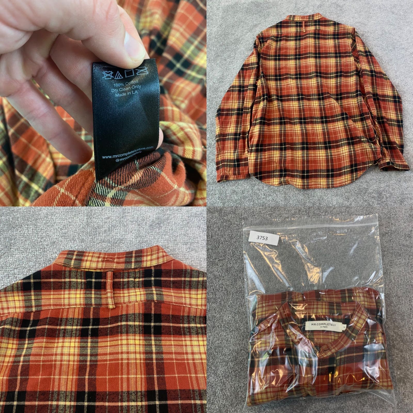 Vintage MR. Completely Shirt Mens Small Red Brown Plaid Button Up Band Collar USA L/S Size US M / EU 48-50 / 2 - 8 Thumbnail