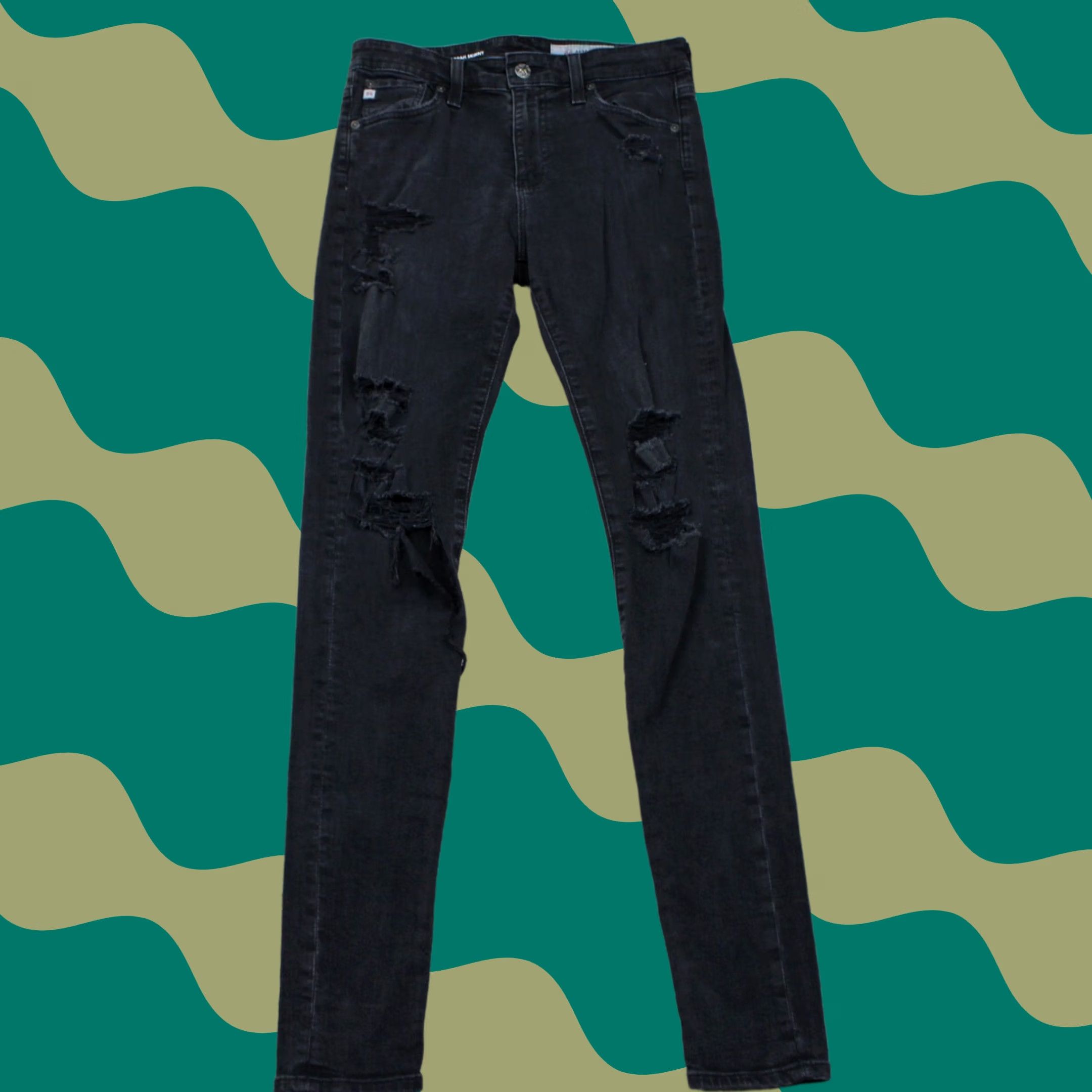 Vintage AG Adriano Goldschmied Jeans Womens Skinny Black Farrah High Rise 27x30 Denim 5-Pocket City USA 90s? No vintage Size 27" / US 4 / IT 40 - 1 Thumbnail