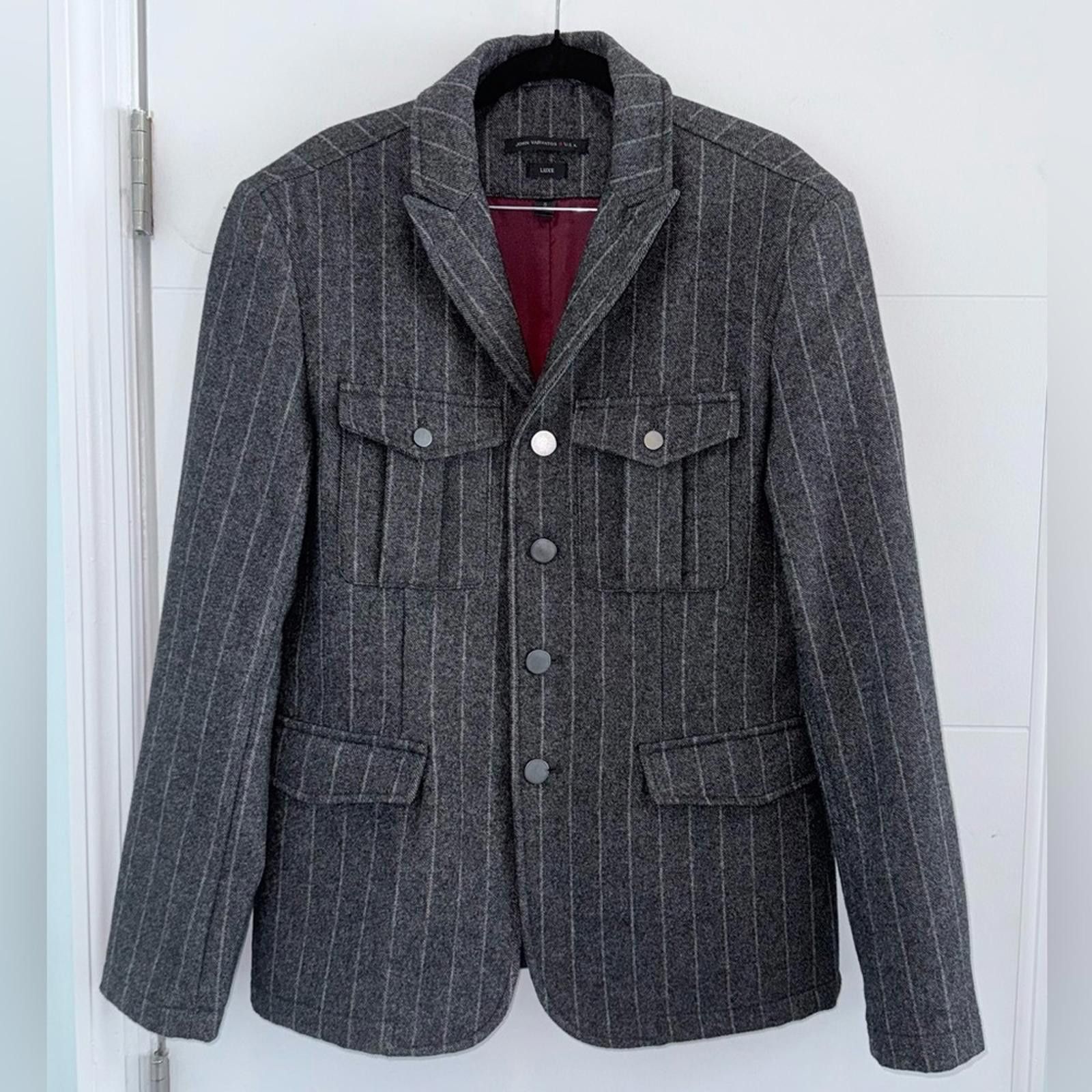 John Varvatos John Varvatos Star Luxe Pinstripe Wool Jacket Gray Small men Size US S / EU 44-46 / 1 - 1 Thumbnail