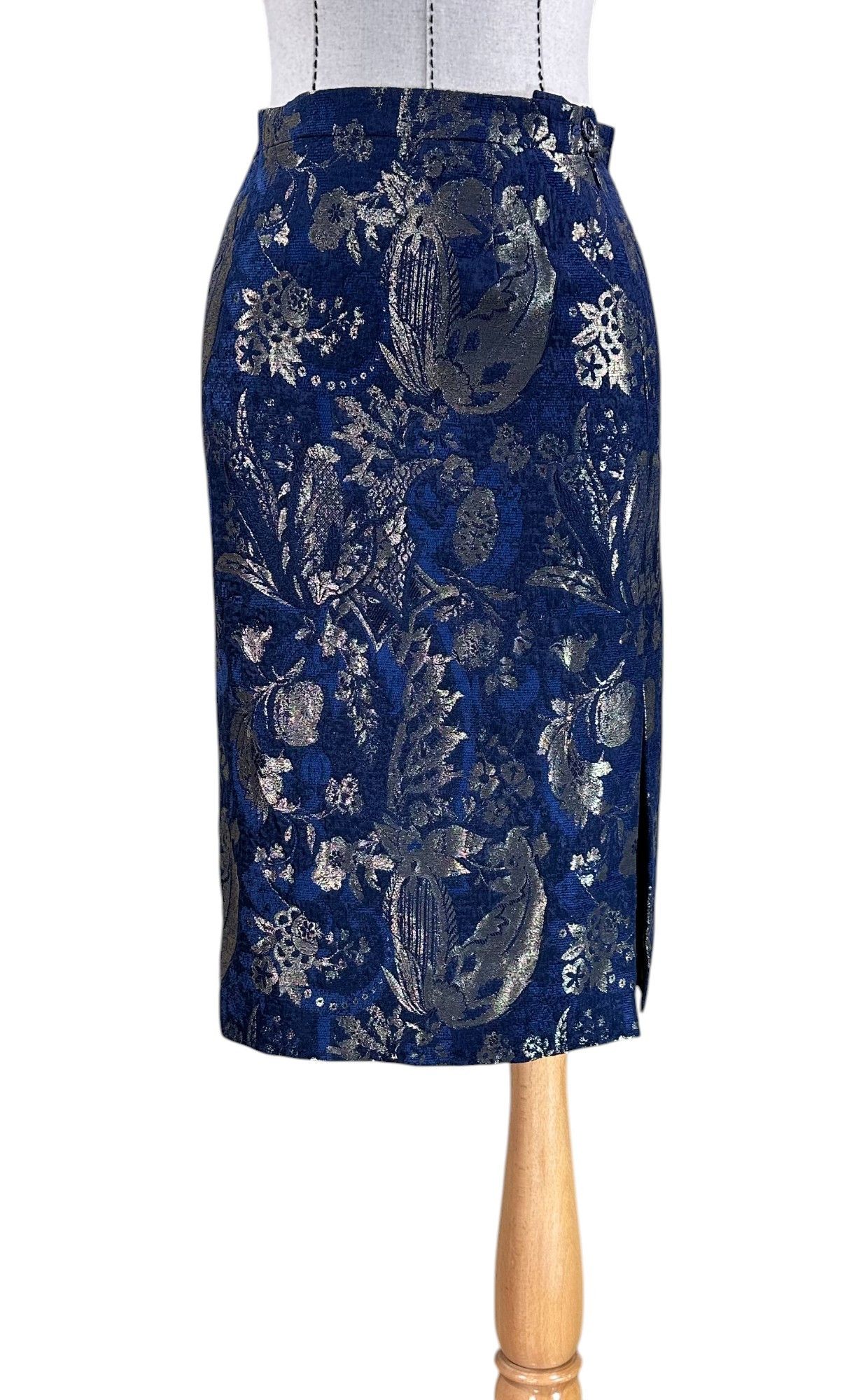 Escada Midi skirt blue gold Size 25" / US 0 / IT 36 - 1 Thumbnail