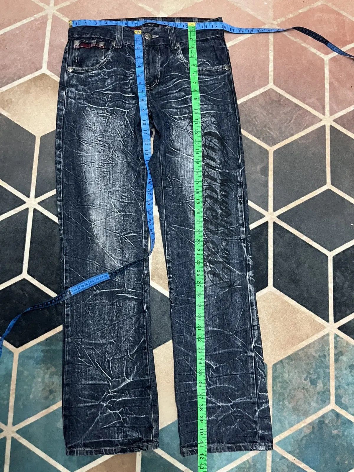 Japanese Brand Skullbones Japanese Brand Crazy Faded Jeans Size US 31 - 15 Thumbnail