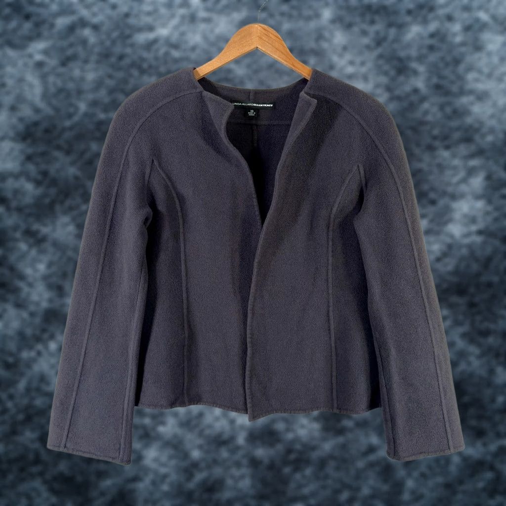 Ellen Tracy VINTAGE Linda Allard Ellen Tracy Blazer Jacket Womens 16 Fits 12-14 Wool Open Front Purple Size XXL / US 16-18 / IT 52-54 - 1 Thumbnail