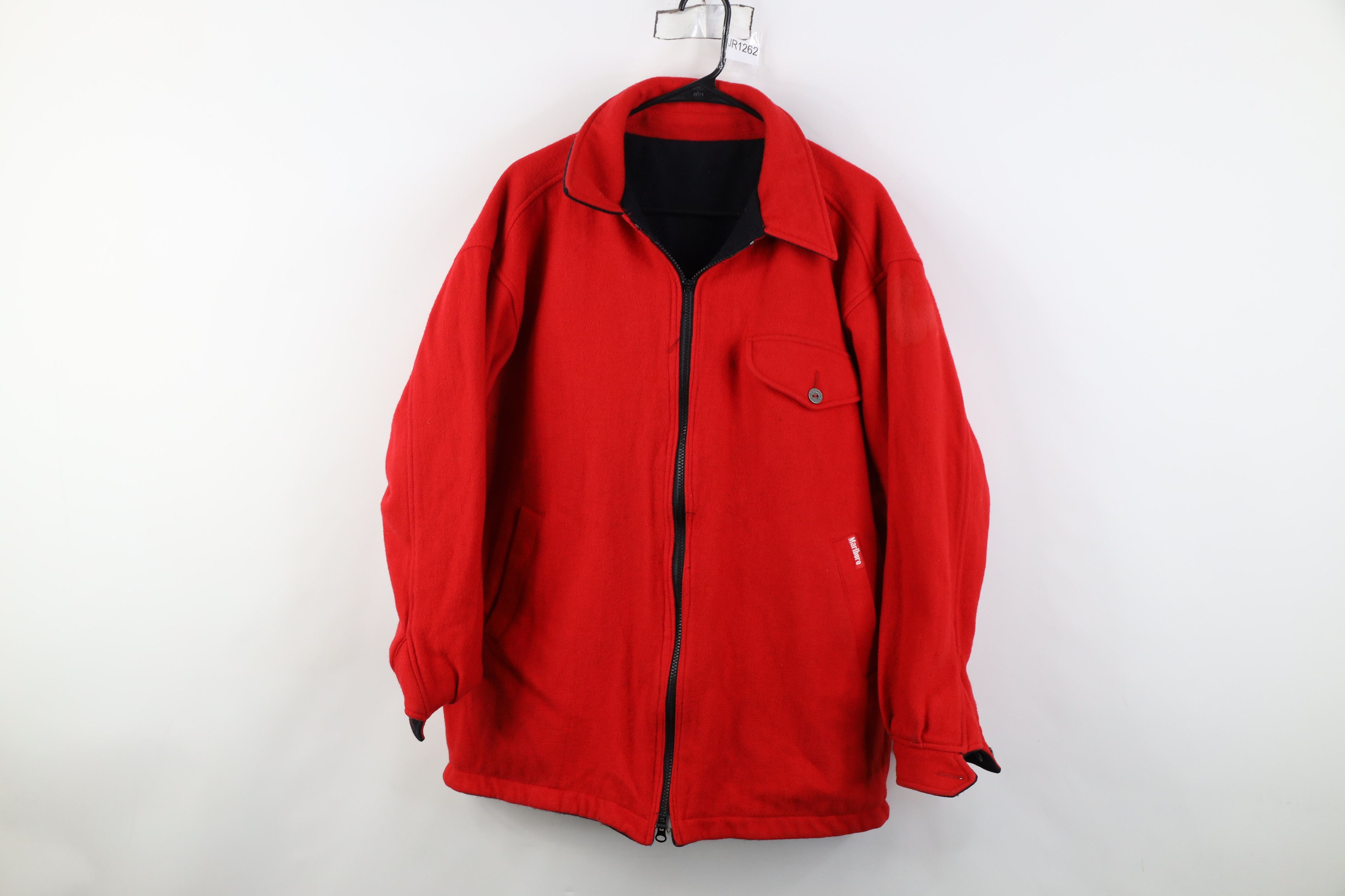 Marlboro Vintage 90s Marlboro Reversible Wool Jacket Coat Black Red Size US M / EU 48-50 / 2 - 12 Thumbnail
