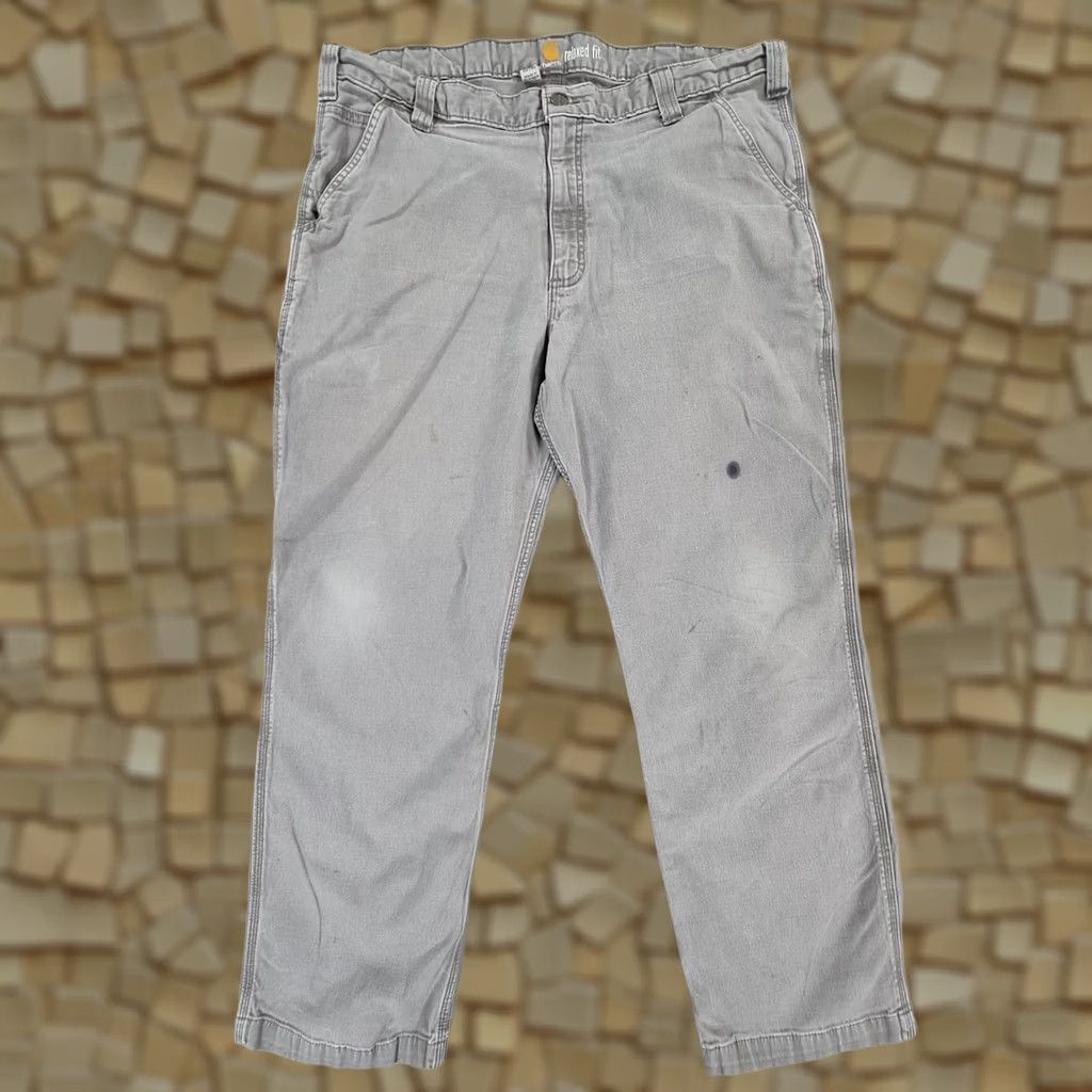 Carhartt Carhartt Mens Trousers Grey Relaxed Fit Rugged Flex Canvas Carpenter W40 L30 102291-039 Size US 40 / EU 56 - 1 Thumbnail