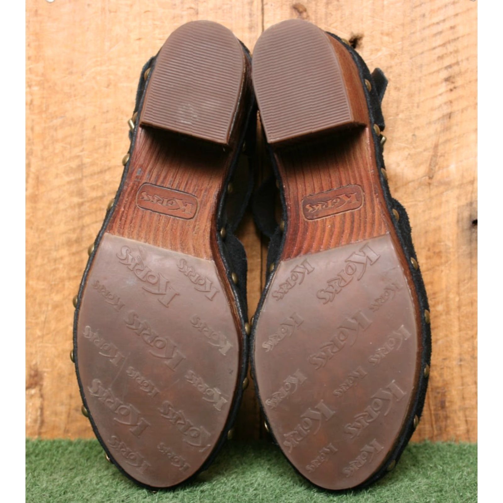 Vintage VINTAGE KORKS Evah Black Burnished Suede MJ Platform Clogs Women Sz 6.5 M 3.25" Heels Size US 8 / IT 38 - 5 Thumbnail