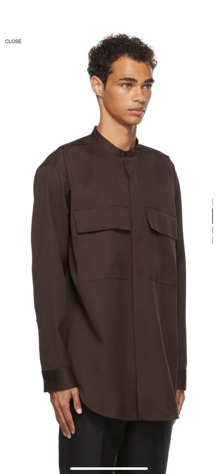 Jil Sander Brown Gabardine Wool Shirt Mandarin Collar Size US S / EU 44-46 / 1 - 2 Thumbnail