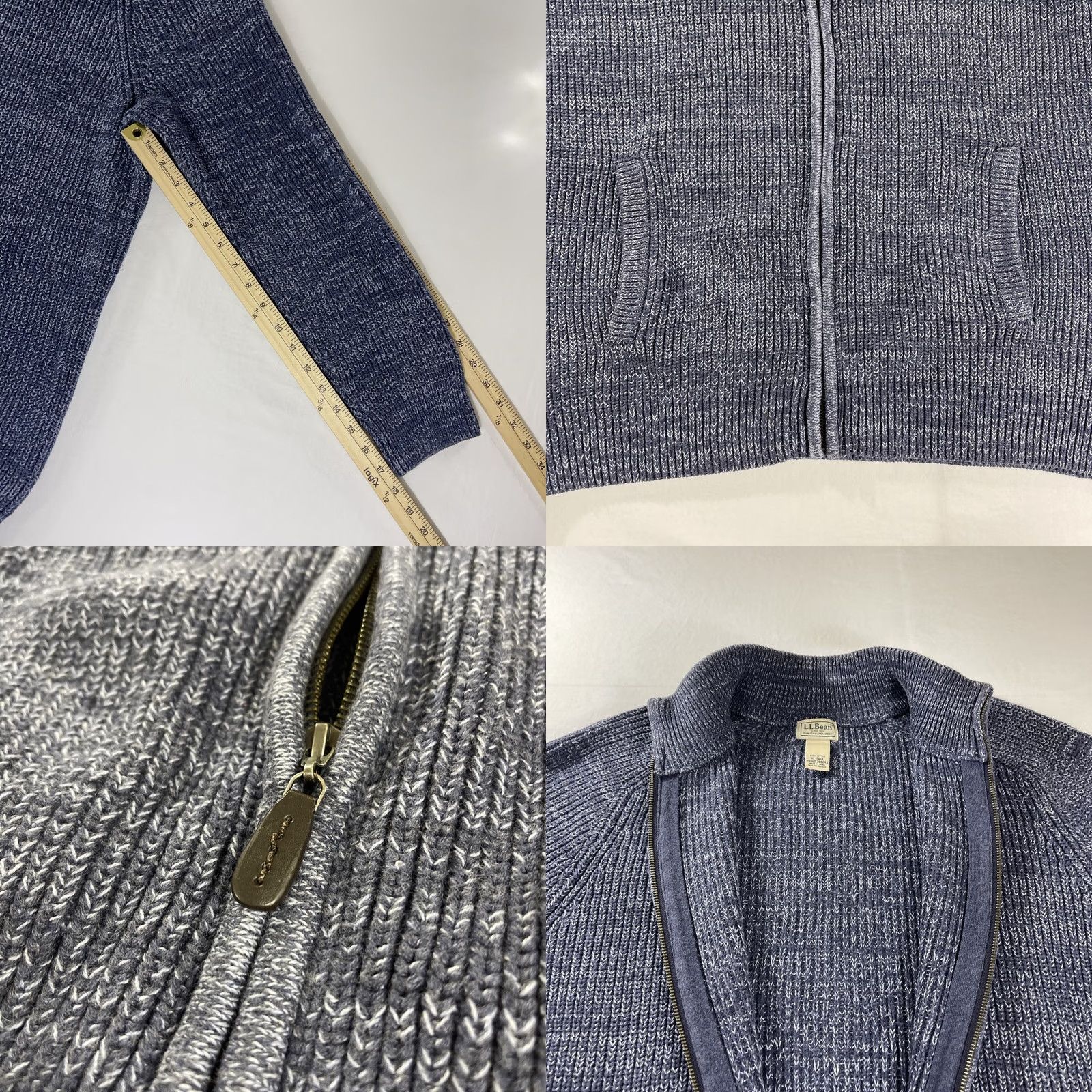 Vintage VINTAGE L.L. Bean Men's XLT XL TALL Sweater Full Zip Cotton Blue 298245 Size US XL / EU 56 / 4 - 8 Thumbnail