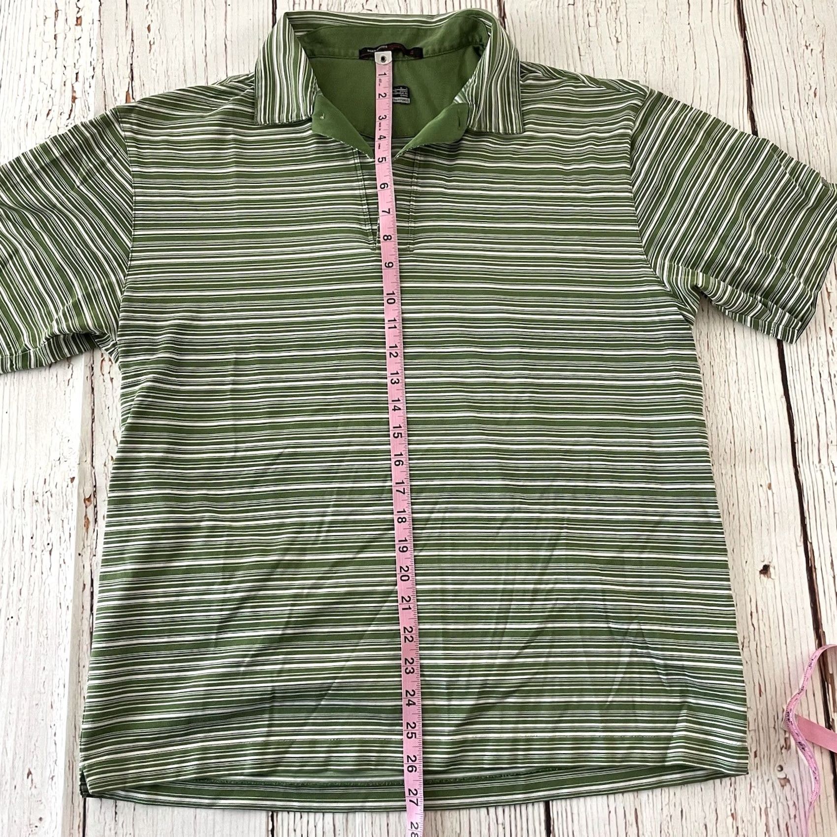 Nike VINTAGE Nike Tiger Woods Striped Short Sleeve Golf Polo Shirt Mens Large Green Size US L / EU 52-54 / 3 - 4 Thumbnail