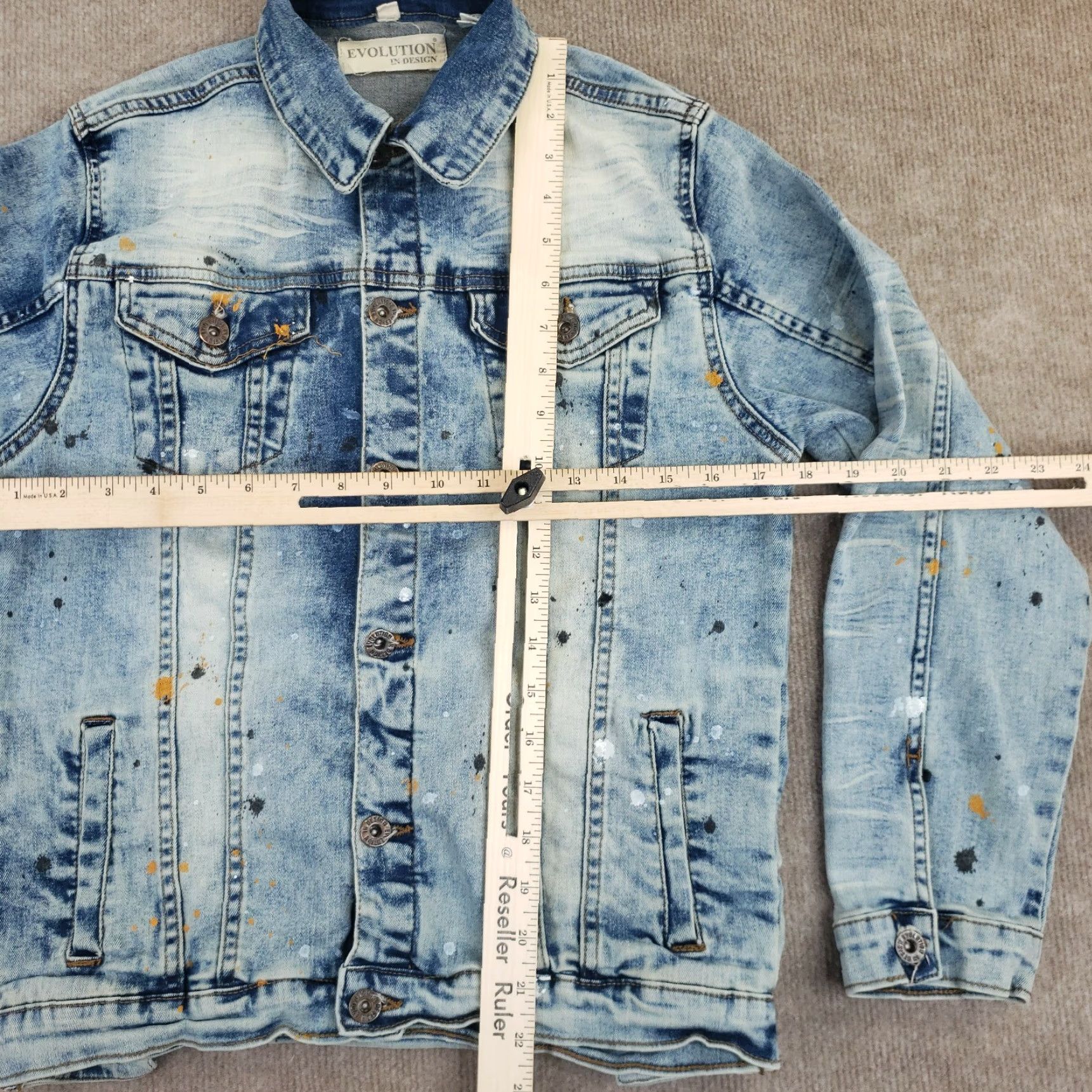Vintage Evolution In Design Denim Jacket Kids XL Blue Black Acid Wash Size US XL / EU 56 / 4 - 2 Thumbnail