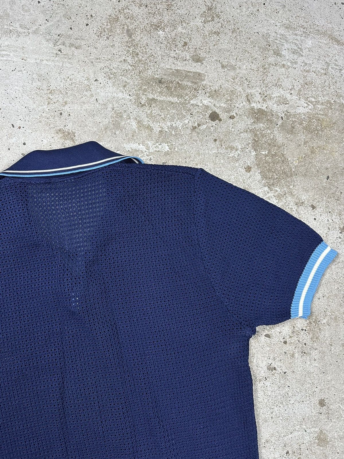 Japanese Brand × Vintage Vintage 90s Old Money Style Short Sleeve Mesh Polo Sweater Size US M / EU 48-50 / 2 - 9 Thumbnail