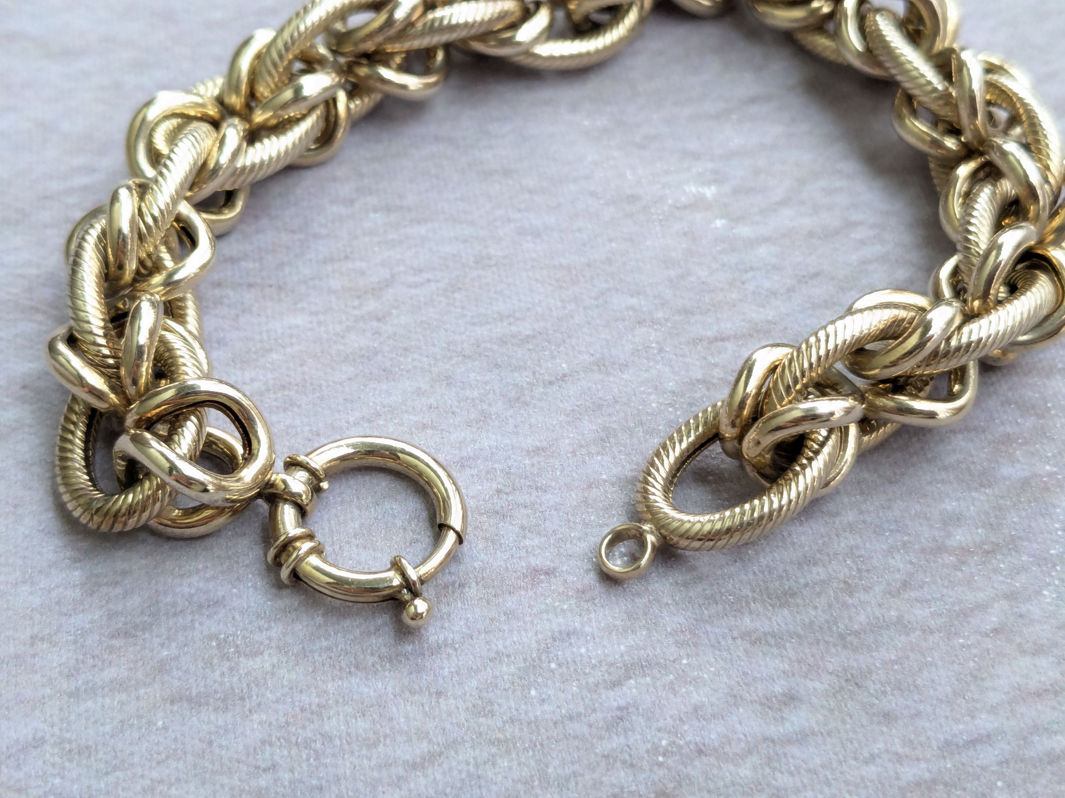 Jewelry Vintage Sterling Silver Bracelet Oval Vermeil Gold 8.25 Size ONE SIZE - 13 Thumbnail