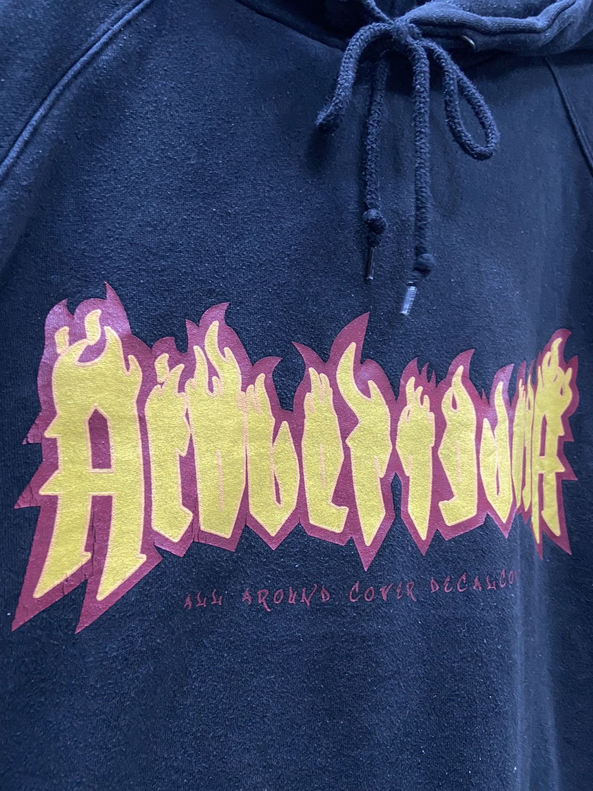 Japanese Brand ACOVER FLAME SPELLOUT BLACK HOODIE Size US L / EU 52-54 / 3 - 3 Thumbnail