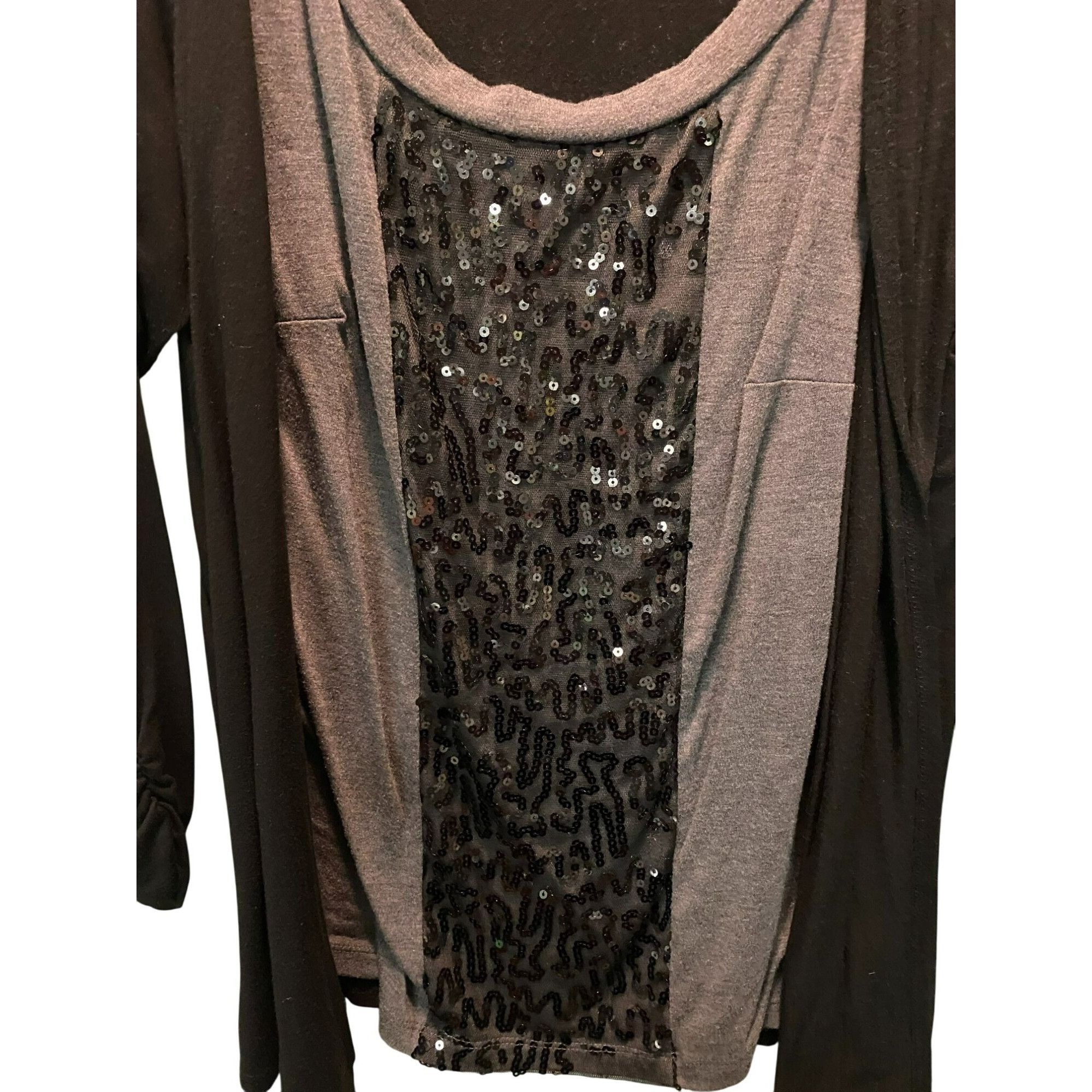 Other AGB Womens 1X Plus Size Black & Gray Sequin Embellished Laye Size XL / US 12-14 / IT 48-50 - 2 Thumbnail