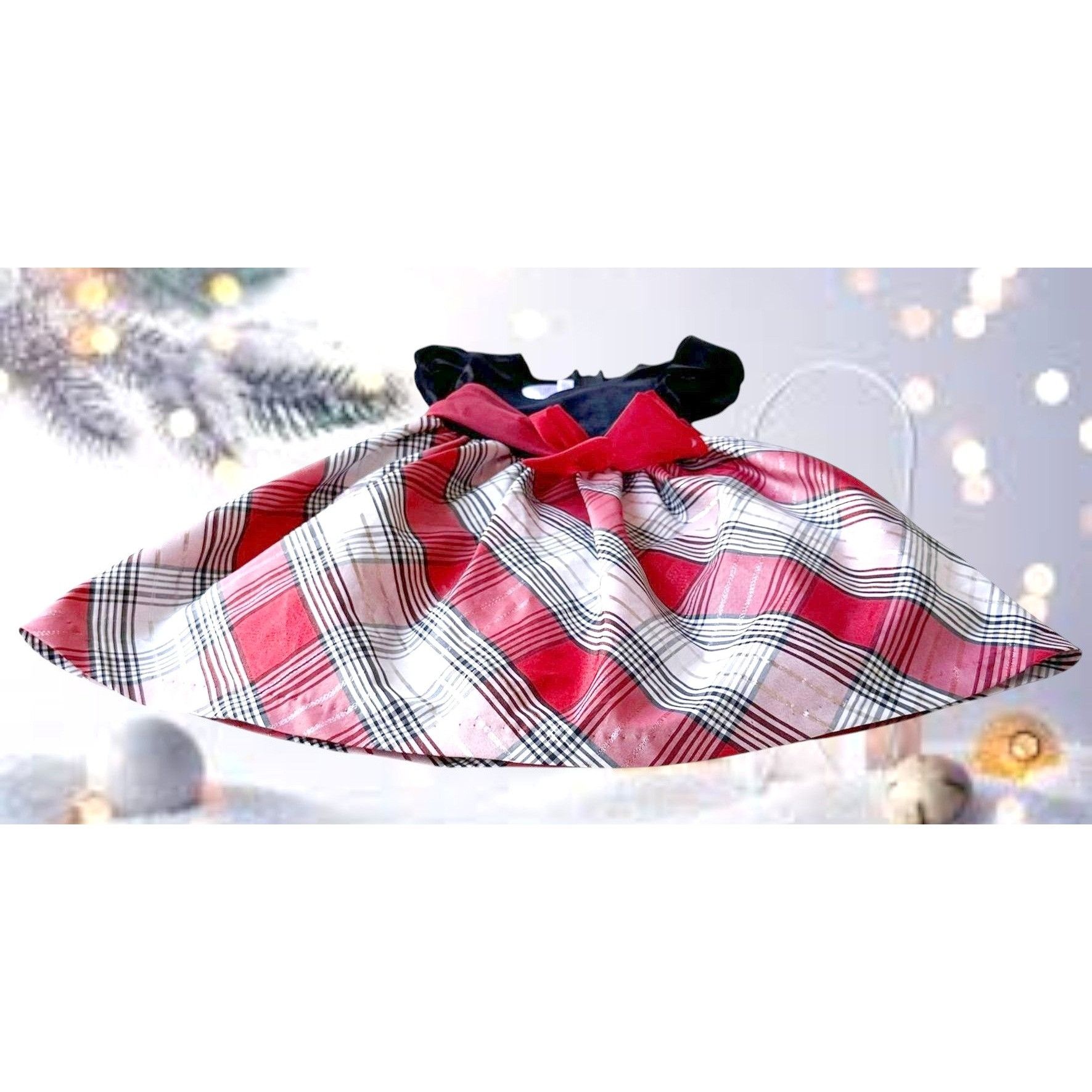 Other Bonnie Jean Velour Red Plaid Dress Toddler Girl 3T Christmas Size XS / US 0-2 / IT 36-38 - 9 Thumbnail