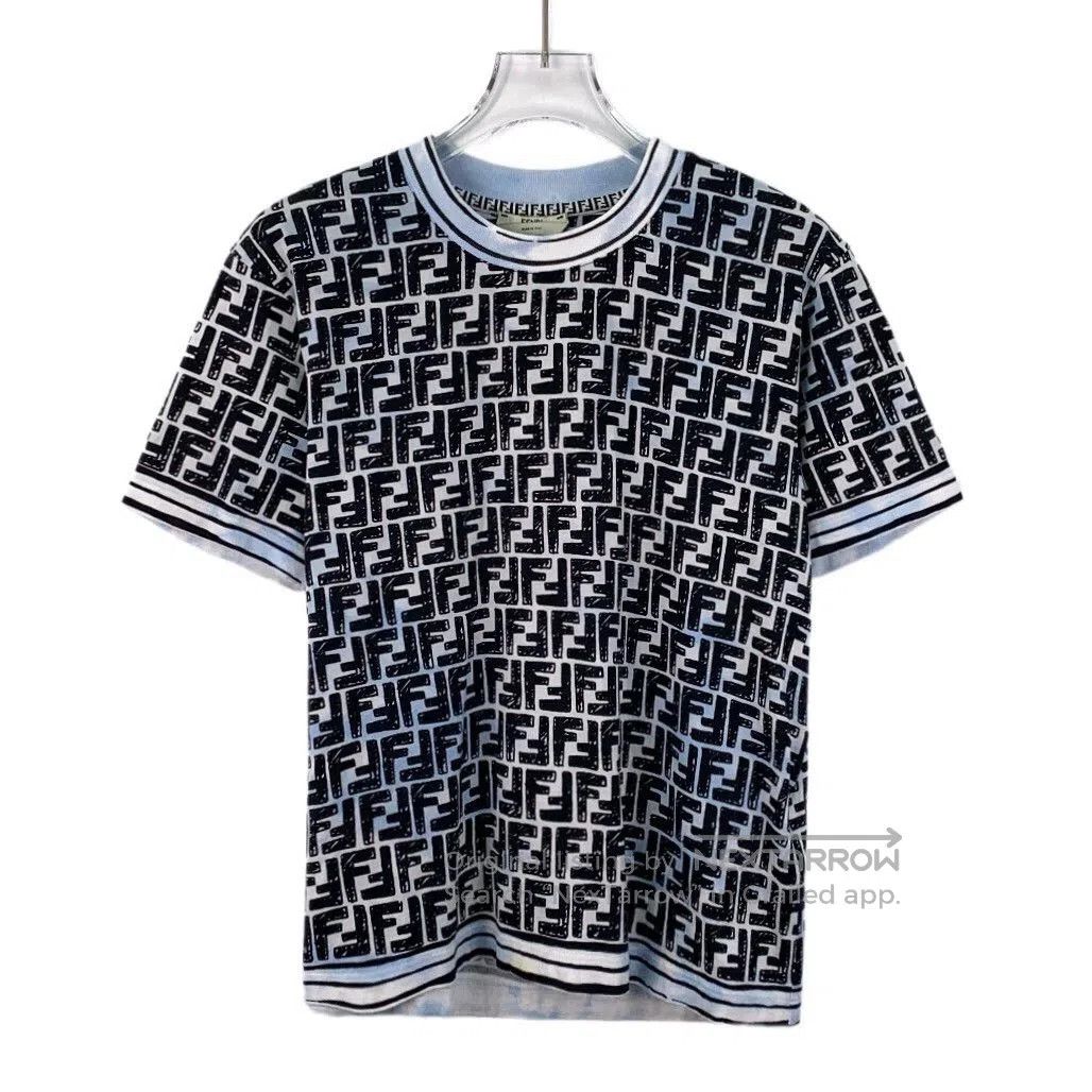 Fendi fendi blue striped logo print cotton t-shirt. Size US M / EU 48-50 / 2 - 1 Thumbnail