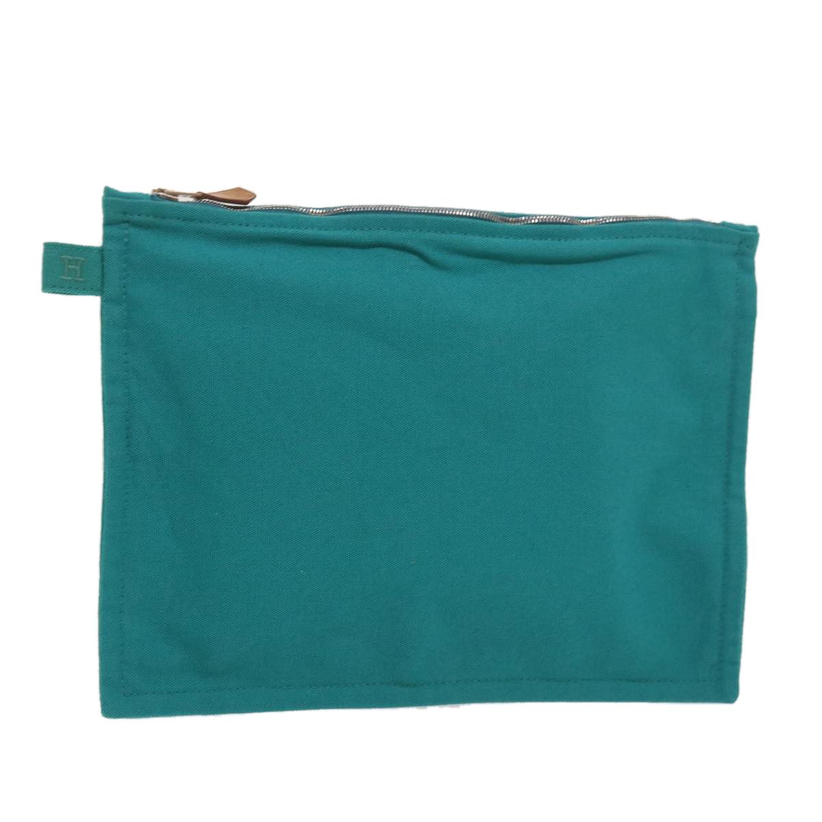 image of Hermes Pouch Canvas Turquoise Blue Auth Ep3072, Women's