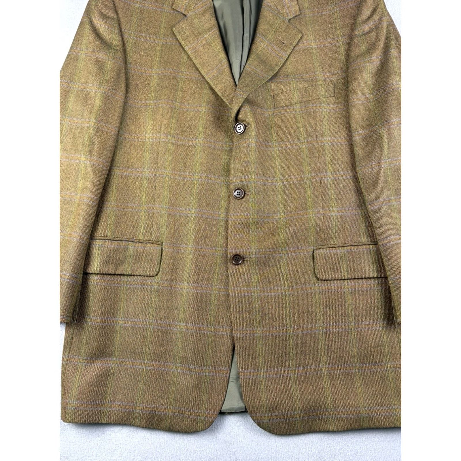 Ermenegildo Zegna Ermenegildo Zegna Blazer Wool Plaid Single-Breasted 3-Button Brown 42 Mens Regular Notch Lapel Jacket Coat Fashion Coat Blazer Size 42R - 2 Thumbnail