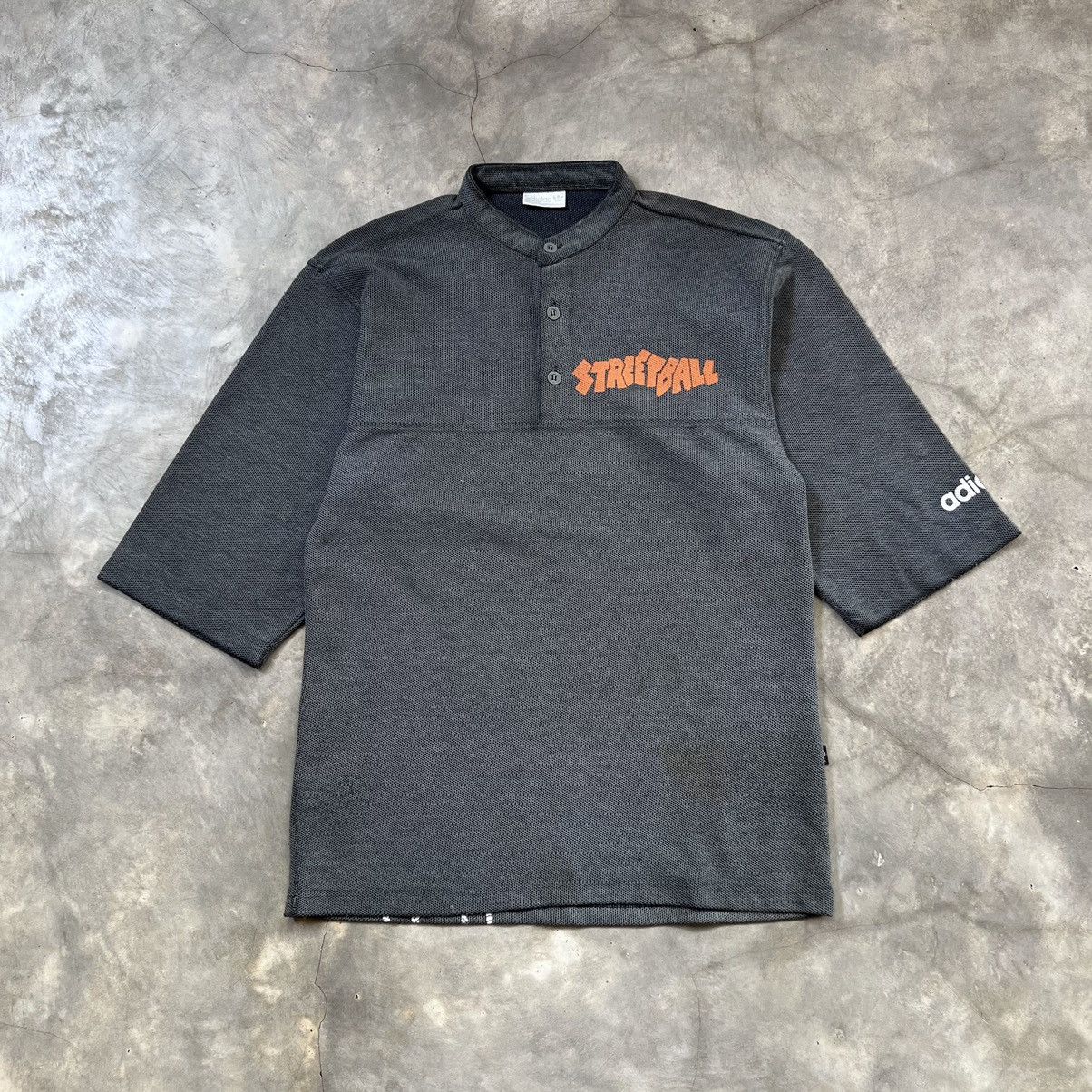 Vintage Adidas Street Ball Hip Hop Style Half Button shirt