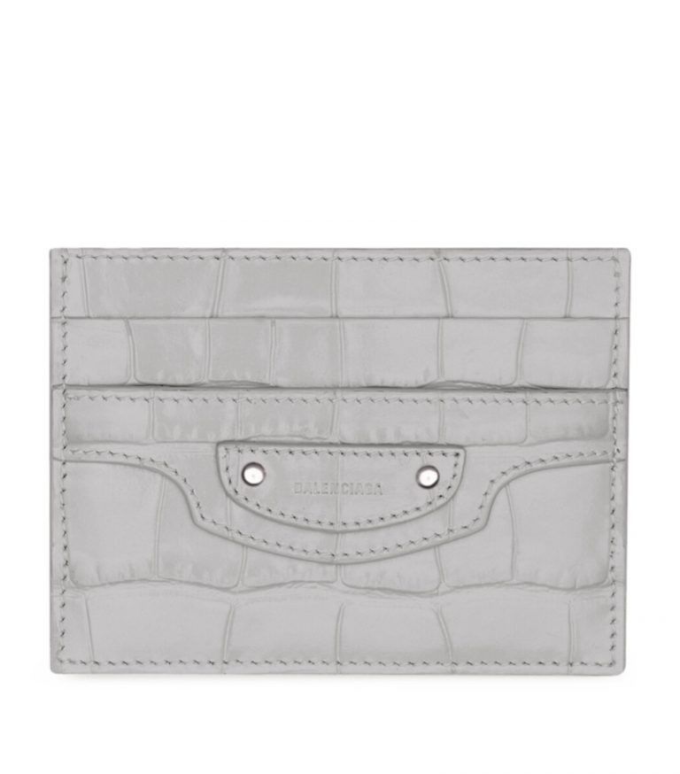 image of Balenciaga O1S1Rm0124 Neo Class.card Hold Semi Shiny Embo Croc Calf As in White, Women's