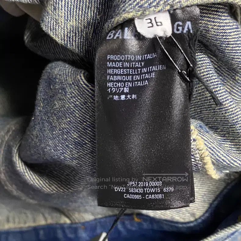Balenciaga Balenciaga Blue Diamond Pattern Logo Denim Jacket Size XS / US 0-2 / IT 36-38 - 5 Thumbnail