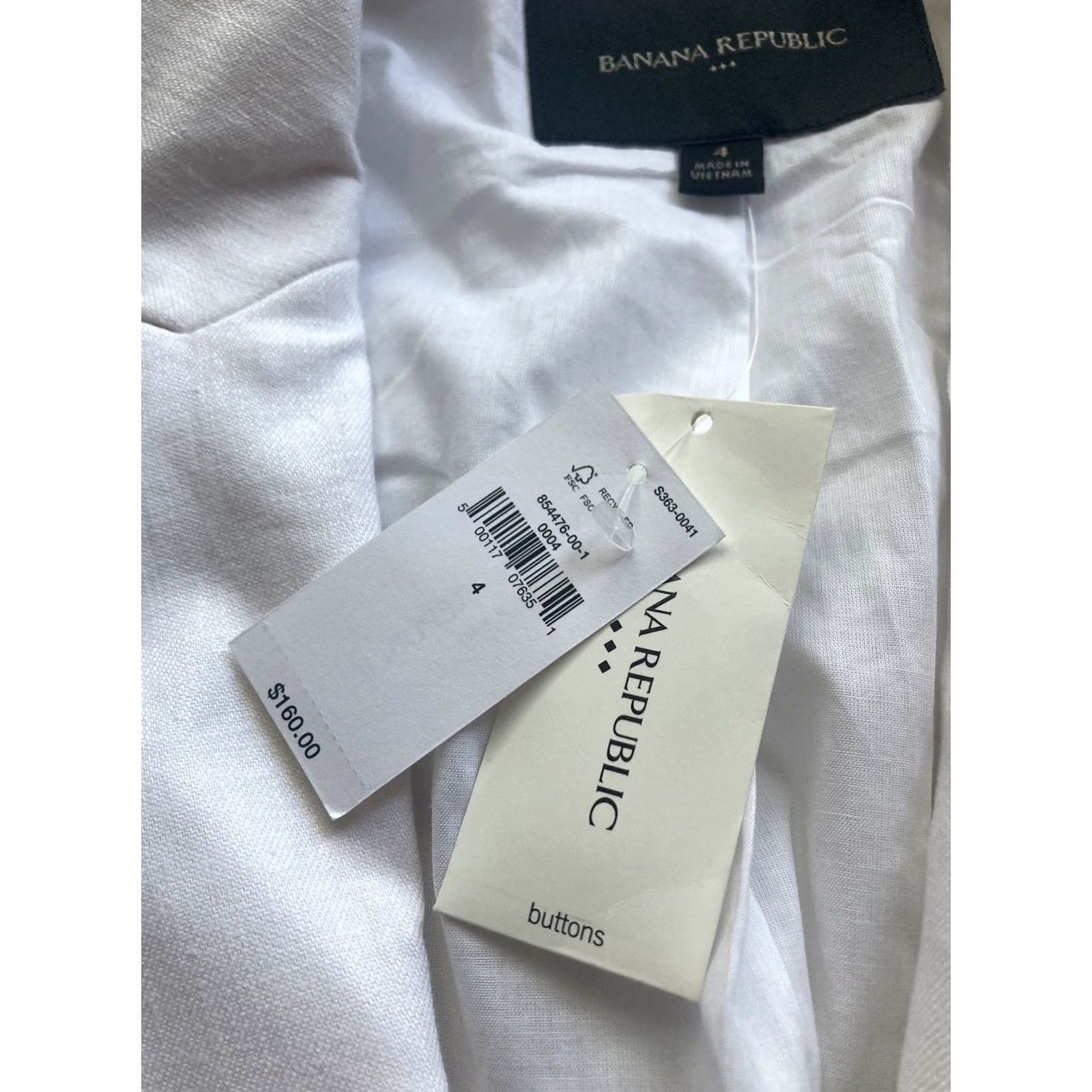 Banana Republic Banana Republic Blazer Womens Size 4 White Linen Blend Long And Lean NWT Size S / US 4 / IT 40 - 6 Thumbnail