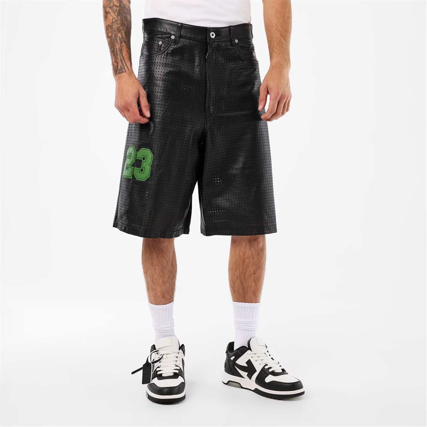 Off-White o1g2r1mq0326 Leather Shorts in Black Size US 34 / EU 50 - 3 Thumbnail