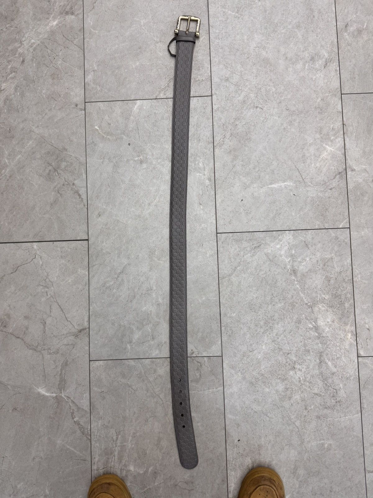 Gucci Gucci GG Embossed Monogram Grey Leather Belt Size 34 - 7 Thumbnail