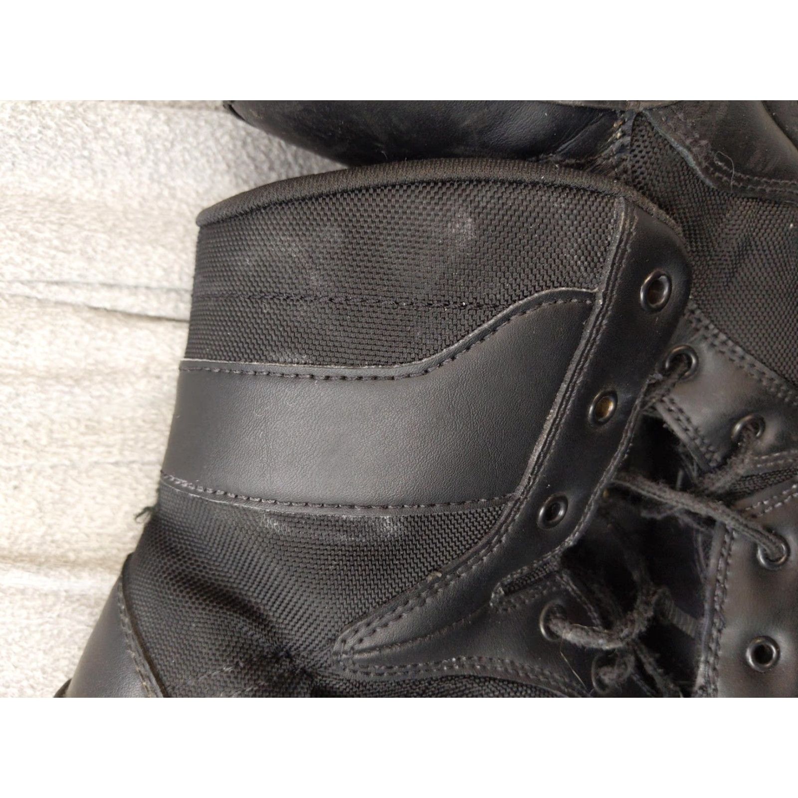 Vintage Interceptor Combat Work Boots Mens 9 42 Black Leather Slip Resistant Lace Up Mid-Calf Workwear Boots Mens Shoes DaytoDay 90s Size US 9 / EU 42 - 4 Thumbnail