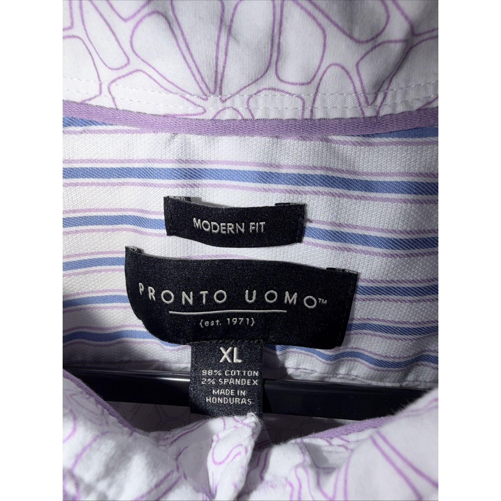 Pronto Uomo Pronto Uomo Men XL Floral Button Up Shirt Purple White Size US XL / EU 56 / 4 - 6 Thumbnail