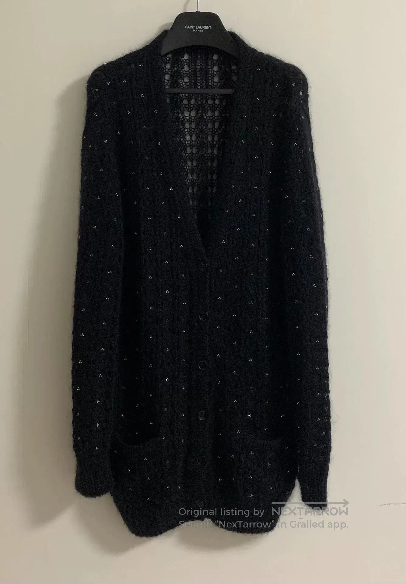 Saint Laurent Paris Saint Laurent Mohair Cardigan with Rhinestones. Size US L / EU 52-54 / 3 - 1 Thumbnail