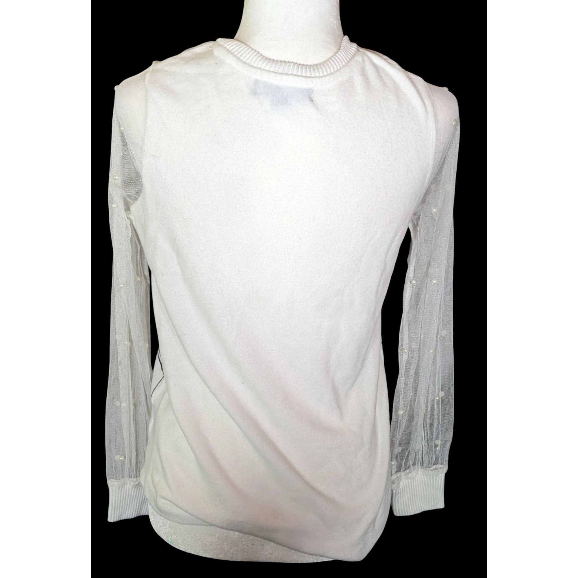 Other Love + Lace Paris Themed Top With Sheer Sleeves And Faux Pea Size S / US 4 / IT 40 - 2 Thumbnail